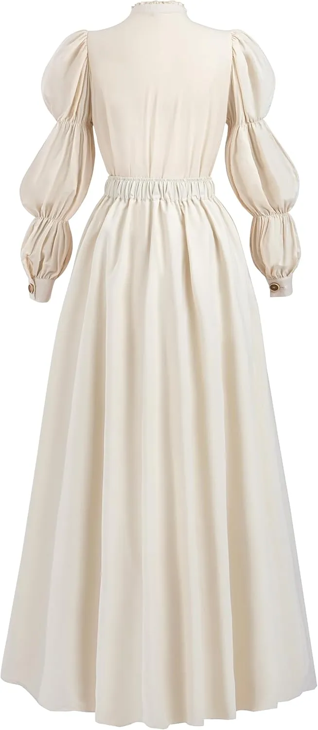 LTAKK Victorian Dress Women Edwardian Dresses 1800s Vintage Medieval Renaissance Costume 2-Piece