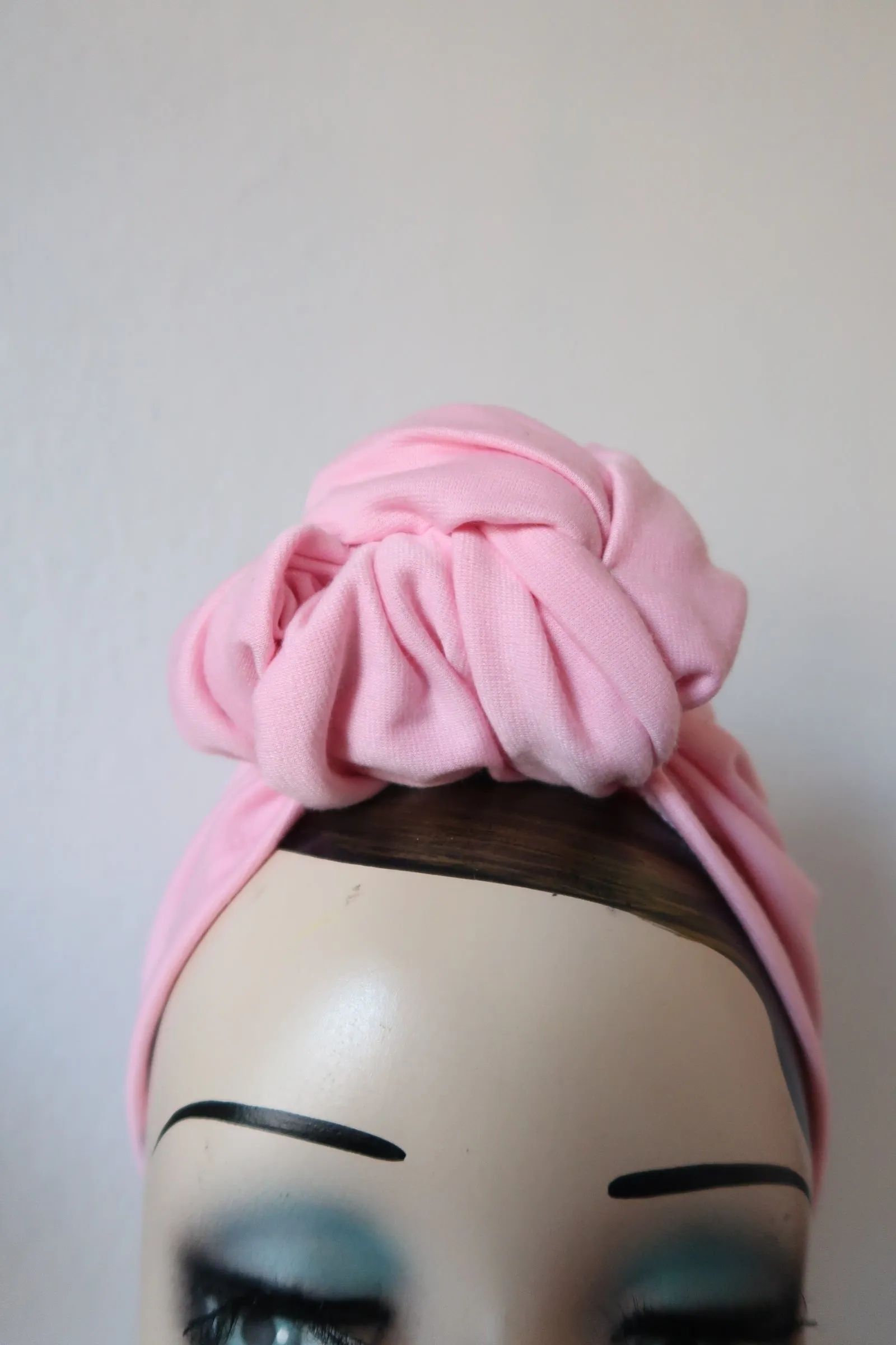 Made To Order: SMALL KNOT 1940s Pre-tied Stretchy Turban in 8 Colours: red, black, leopard, olive green, mustard, rust, grey & navy.