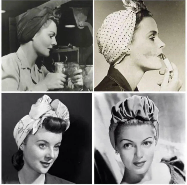 Made To Order: SMALL KNOT 1940s Pre-tied Stretchy Turban in 8 Colours: red, black, leopard, olive green, mustard, rust, grey & navy.