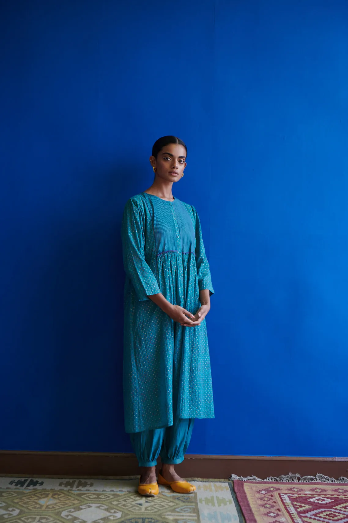 Magdalena Printed Pin-tuck Kurta