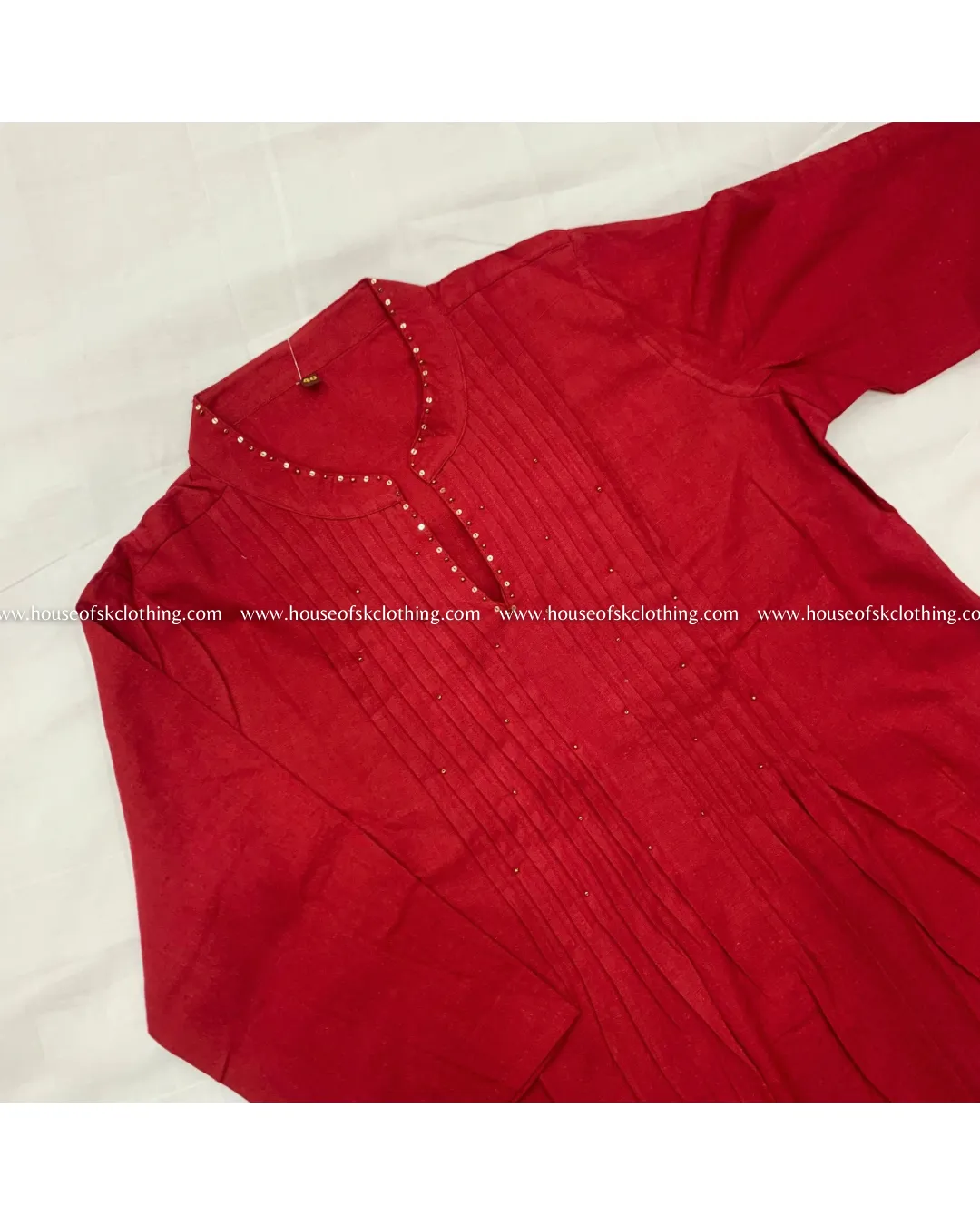 Maroon Beads Flex Cotton Kurta