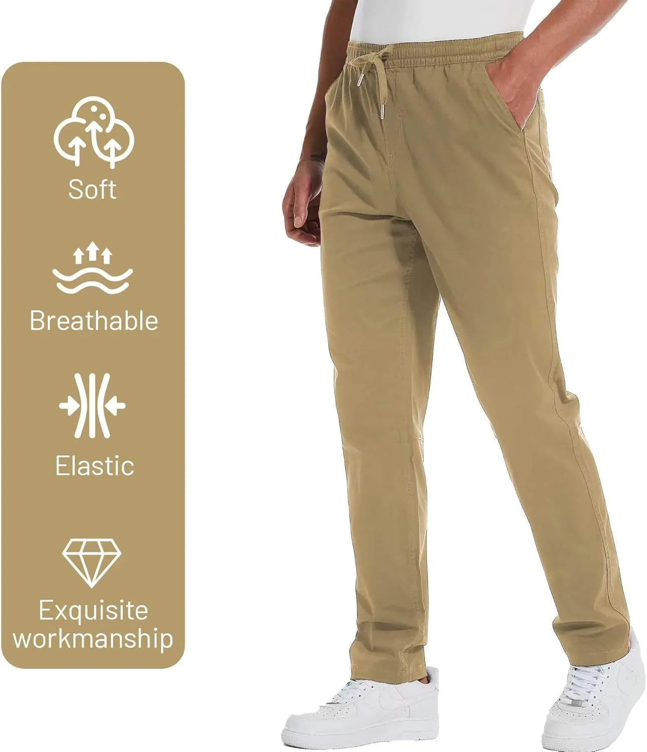 Men's 34"/36" Inseam Cotton Casual Jogger Pants