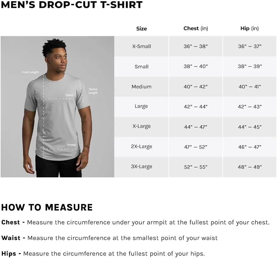 Mens Drop-Cut Men's T Shirt, Plain Tshirts for Men, Drop Cut Basic Crewneck Tee, Wrinkle Resistant, Stretch Fit