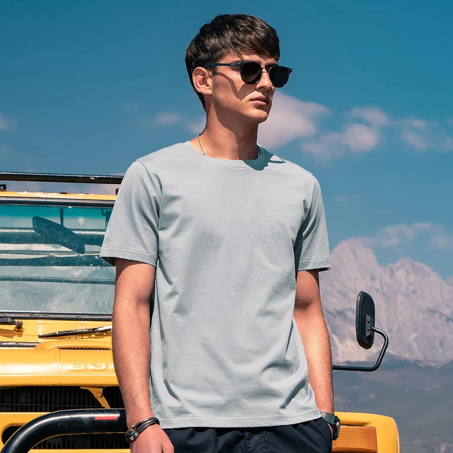 Men's Ice Silk T-Shirt, Quick Dry Casual Shirt, Classic Men's Solid Color T-Shirt