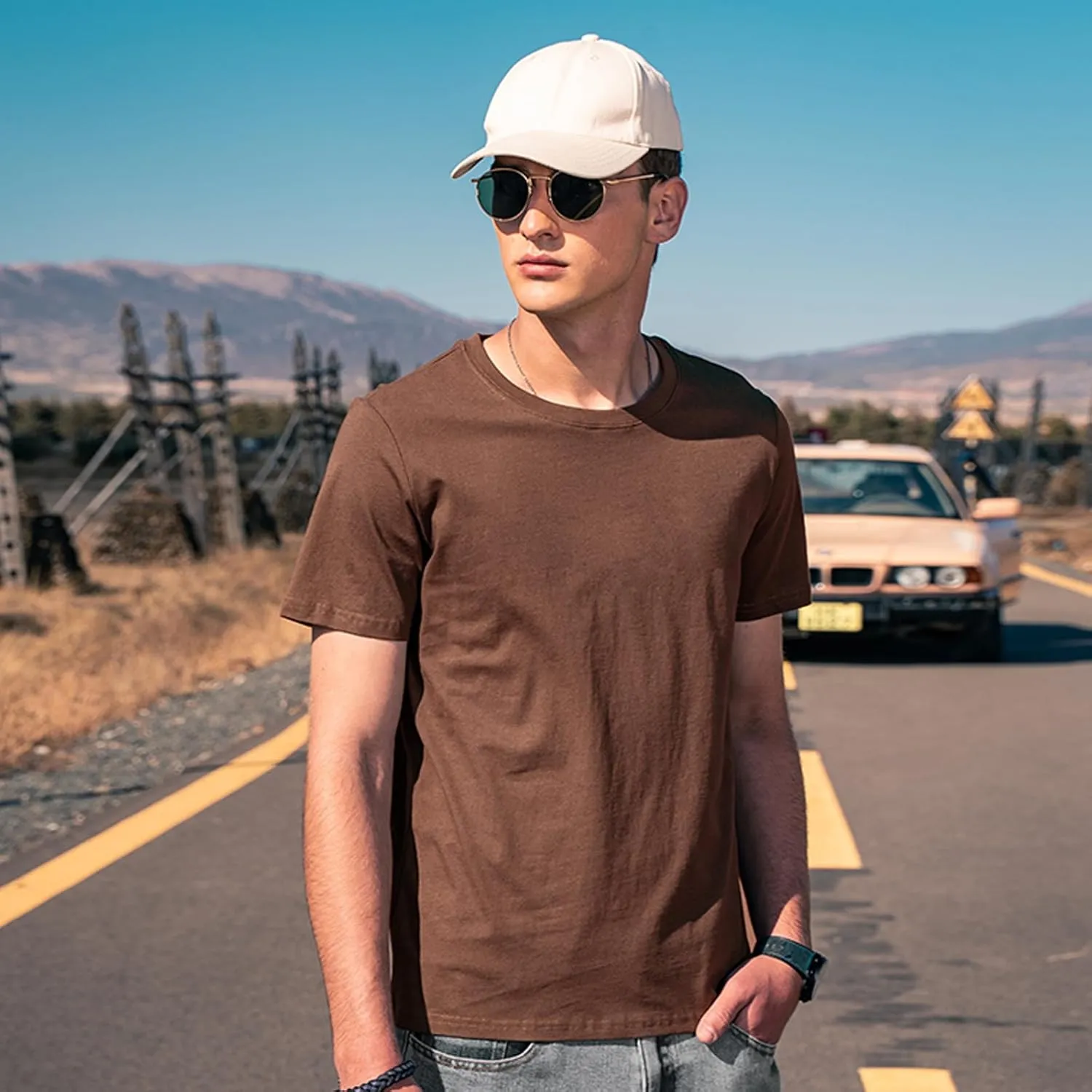 Men's Ice Silk T-Shirt, Quick Dry Casual Shirt, Classic Men's Solid Color T-Shirt