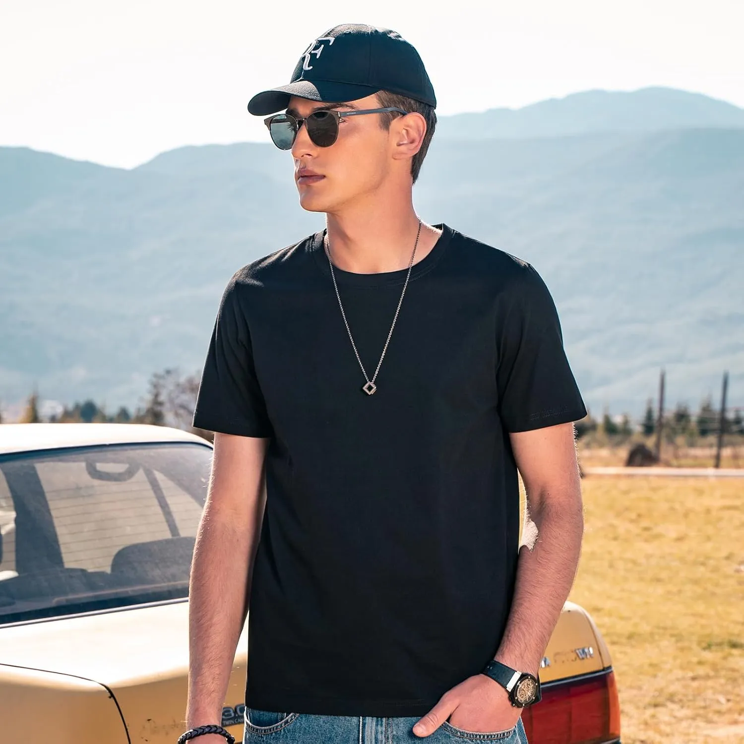 Men's Ice Silk T-Shirt, Quick Dry Casual Shirt, Classic Men's Solid Color T-Shirt