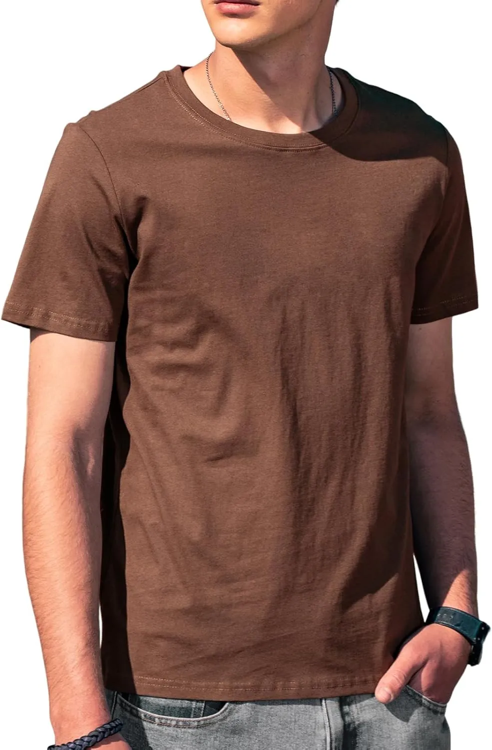Men's Ice Silk T-Shirt, Quick Dry Casual Shirt, Classic Men's Solid Color T-Shirt