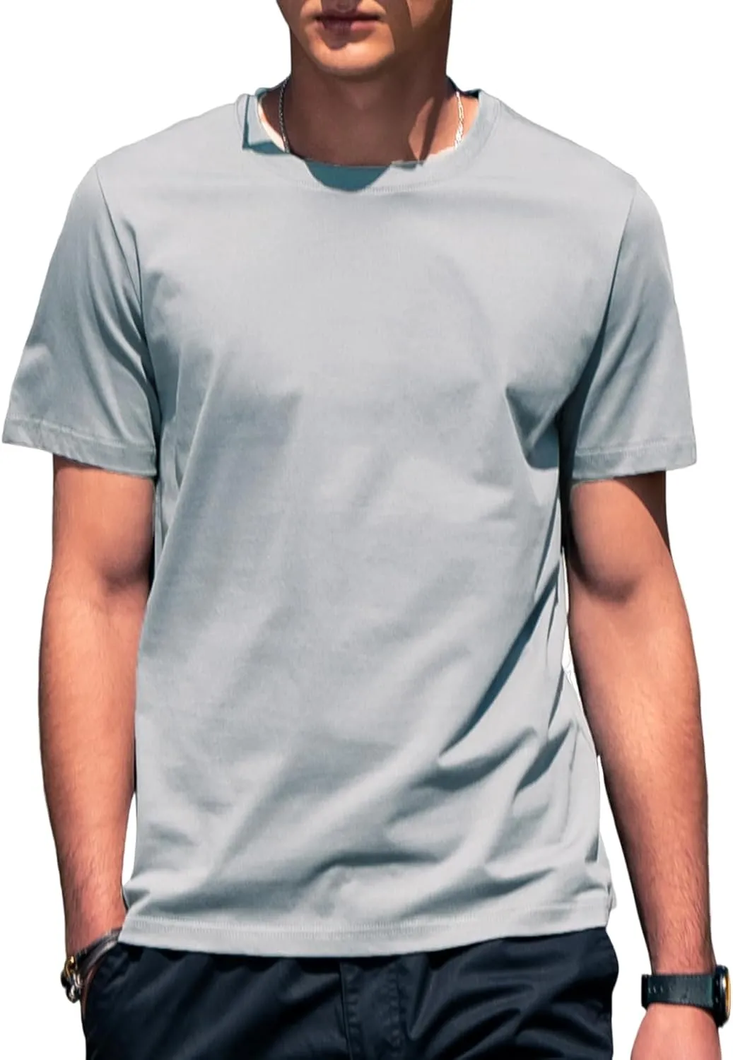 Men's Ice Silk T-Shirt, Quick Dry Casual Shirt, Classic Men's Solid Color T-Shirt