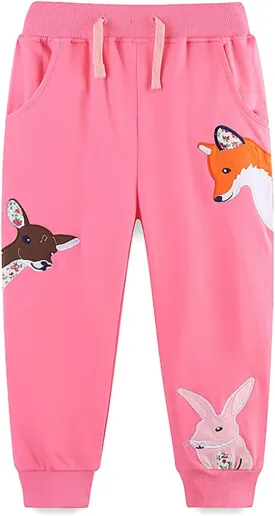 Mud Kingdom Little Boys Girls Christmas Sweatpants Elastic Waist Joggers Embroidered Pattern Sweat Pants with Pockets