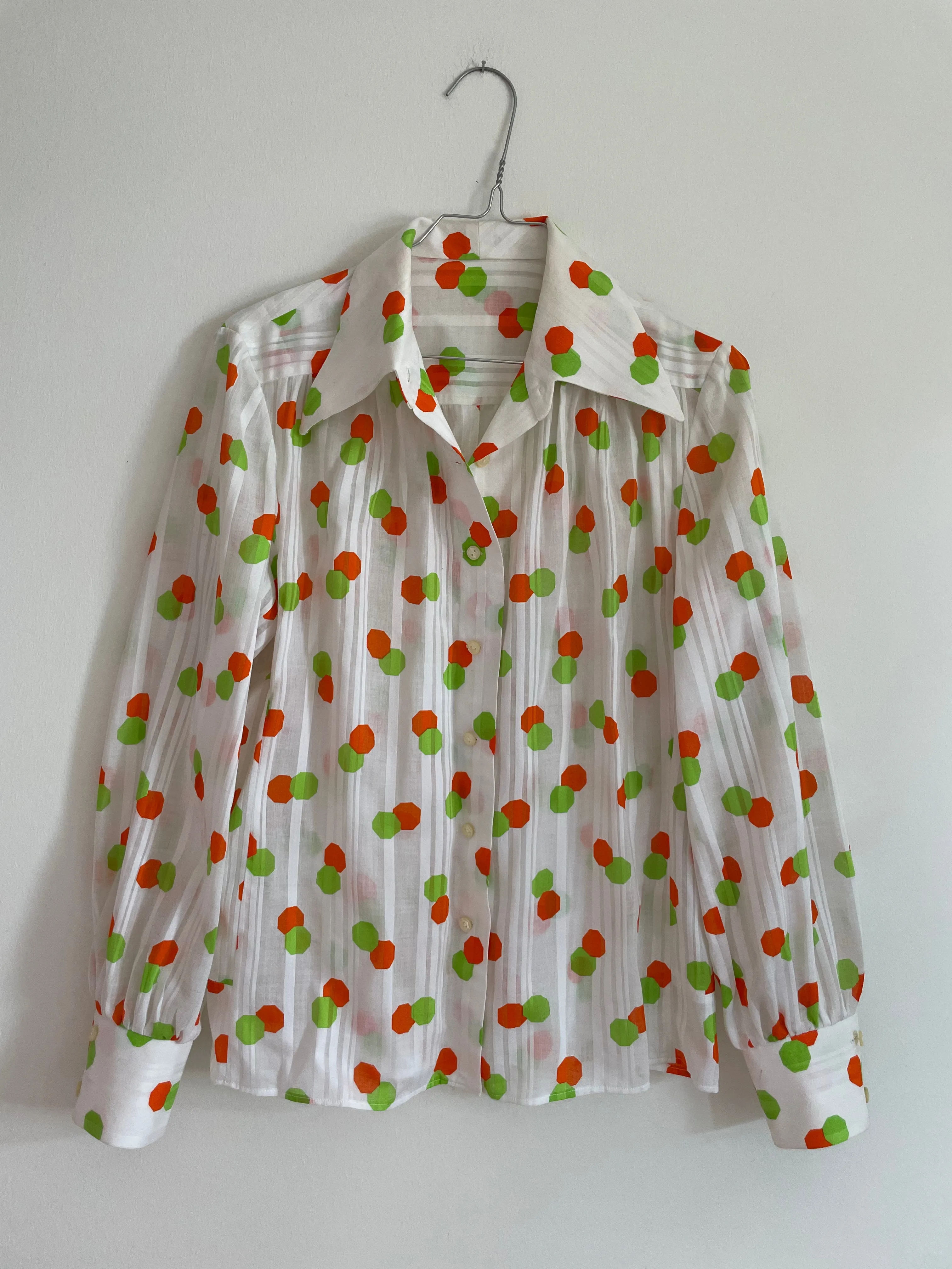 Orange Green Print 70s Shirt