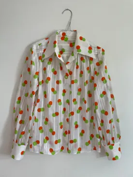Orange Green Print 70s Shirt