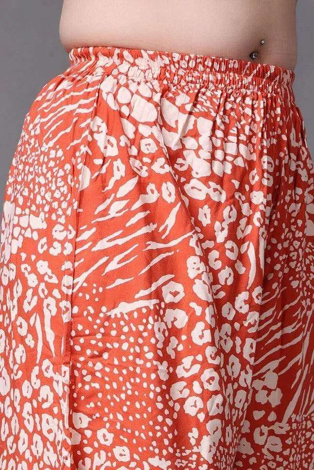 Orange Leopard Abstract Printed Harem Pants