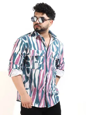 Pink Double Pocket Print Shirt