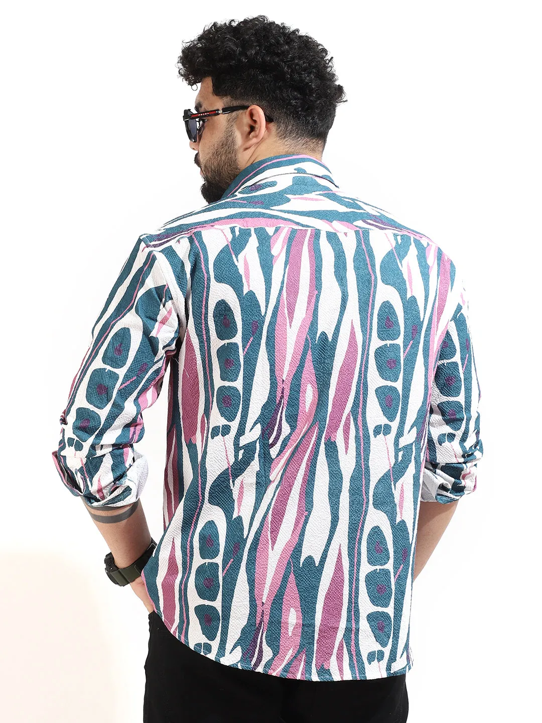Pink Double Pocket Print Shirt