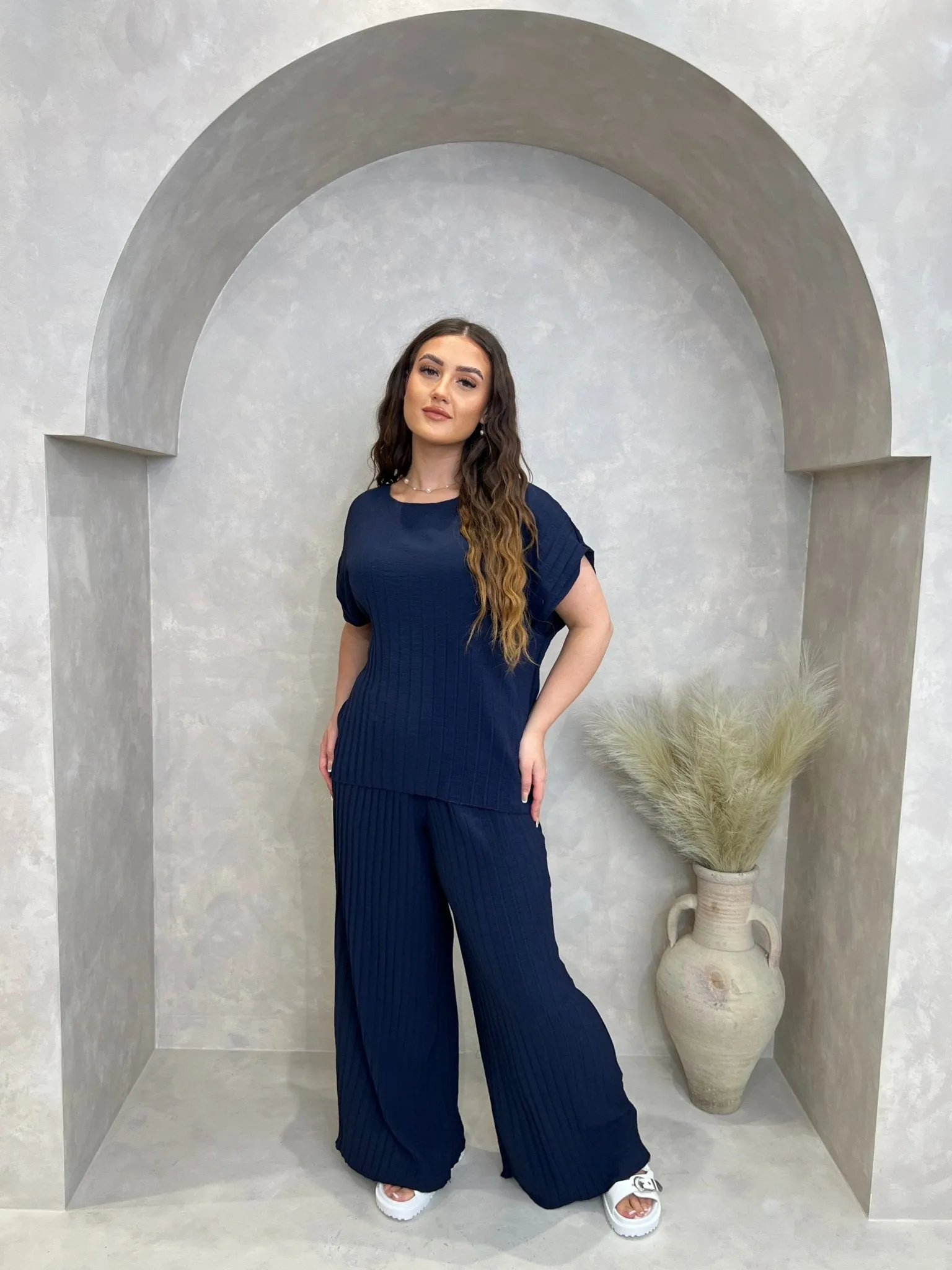 Pleated Top And Trouser Set