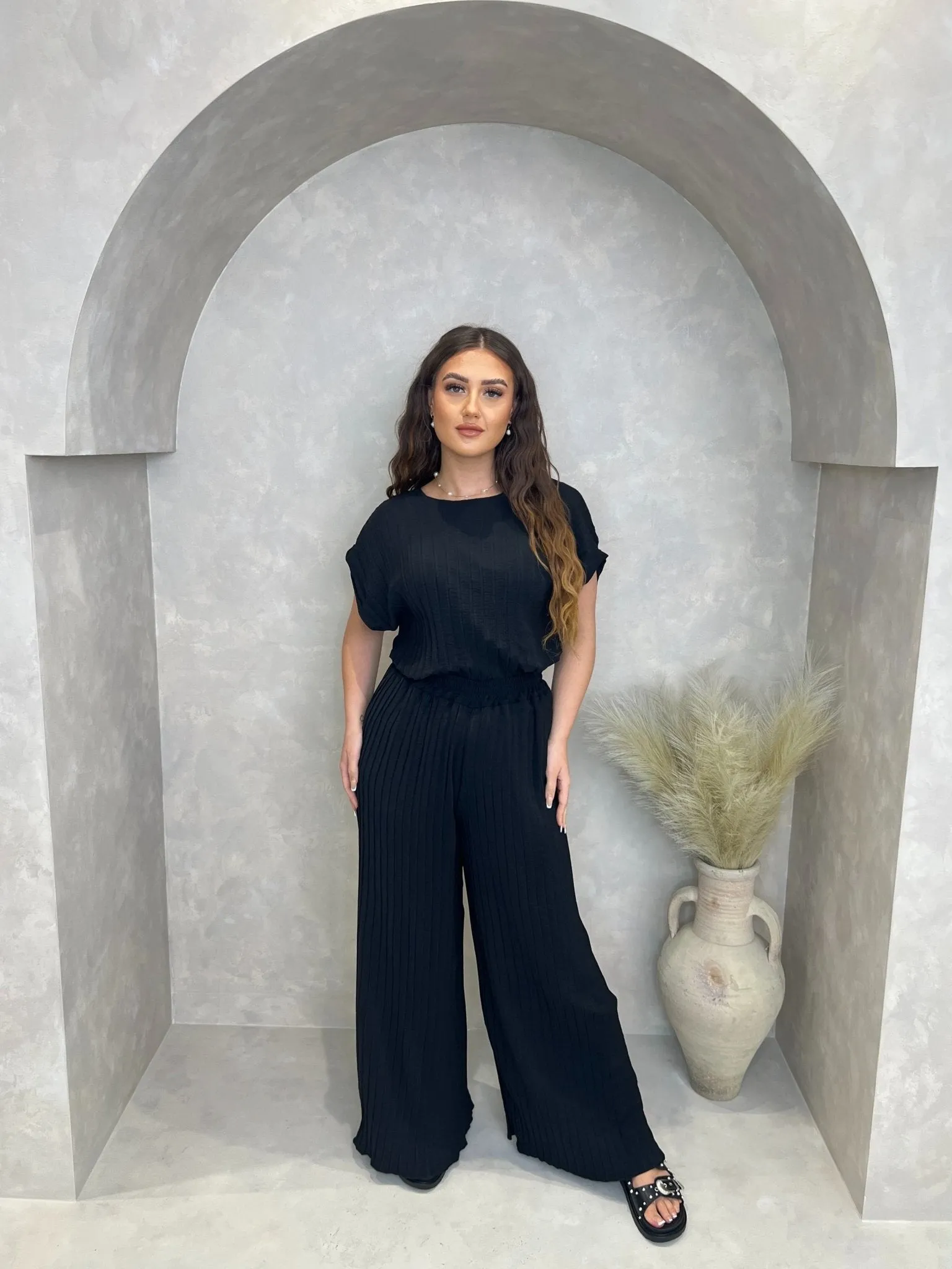 Pleated Top And Trouser Set