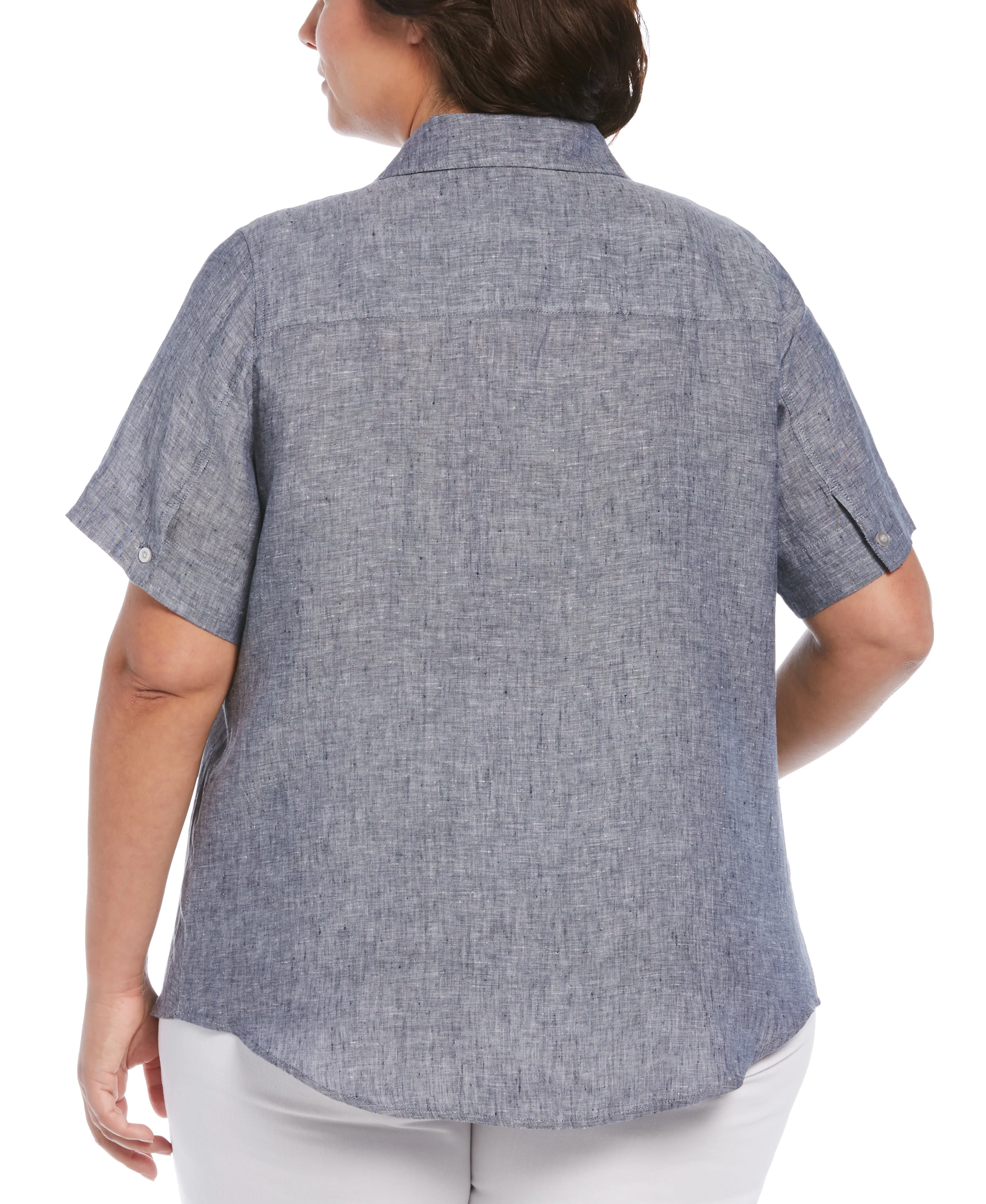Plus Size Split Neck Linen Top