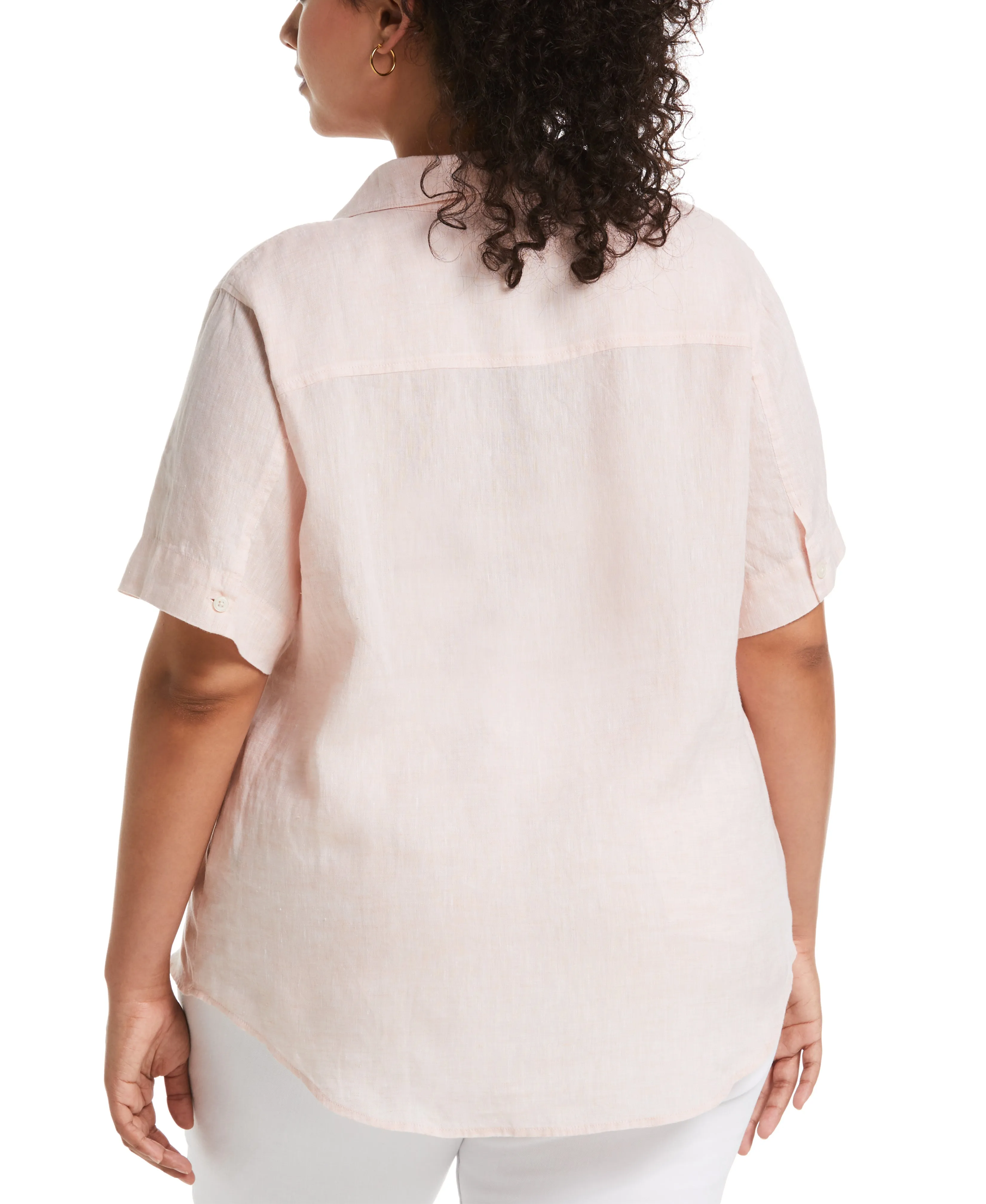 Plus Size Split Neck Linen Top