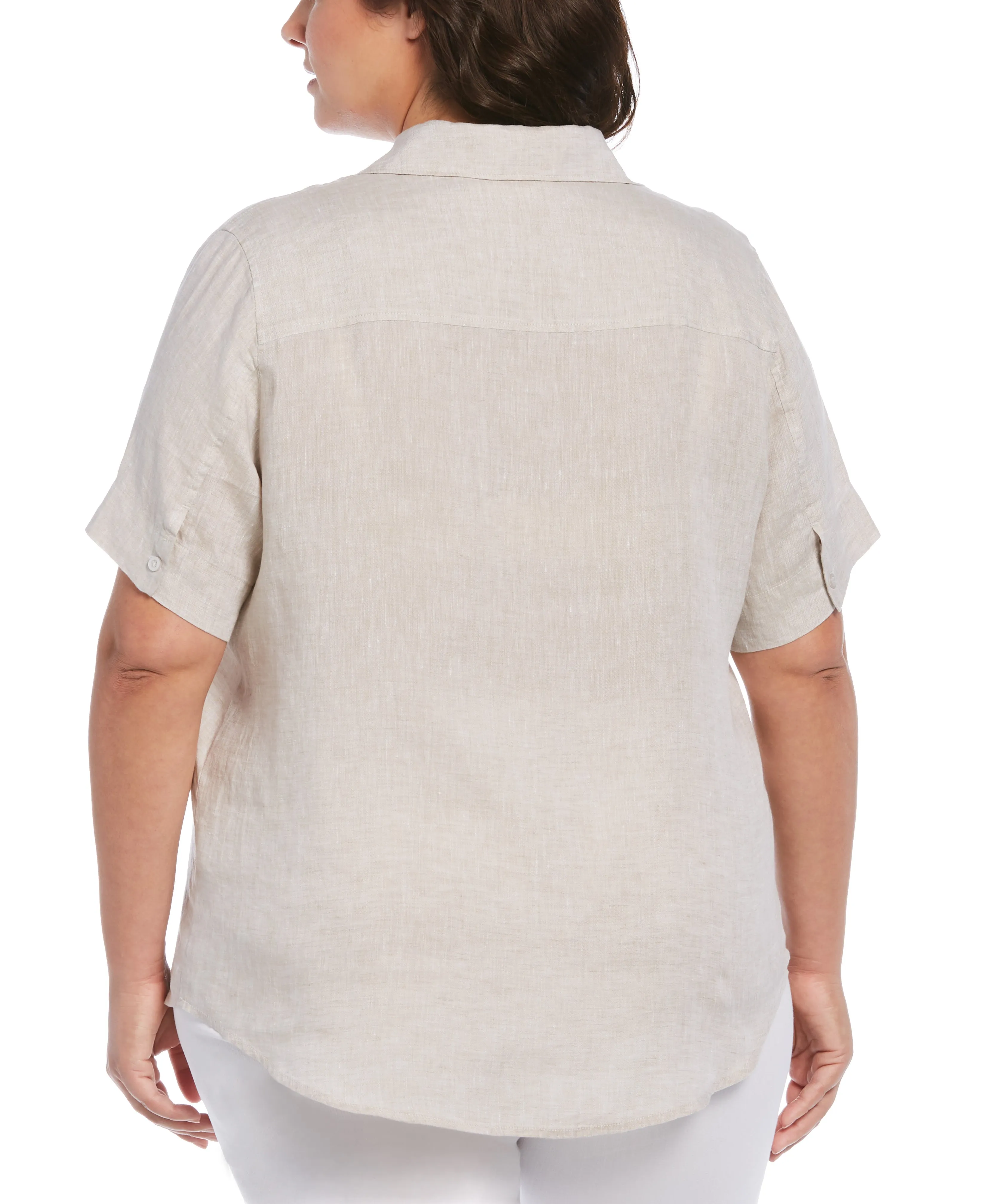 Plus Size Split Neck Linen Top