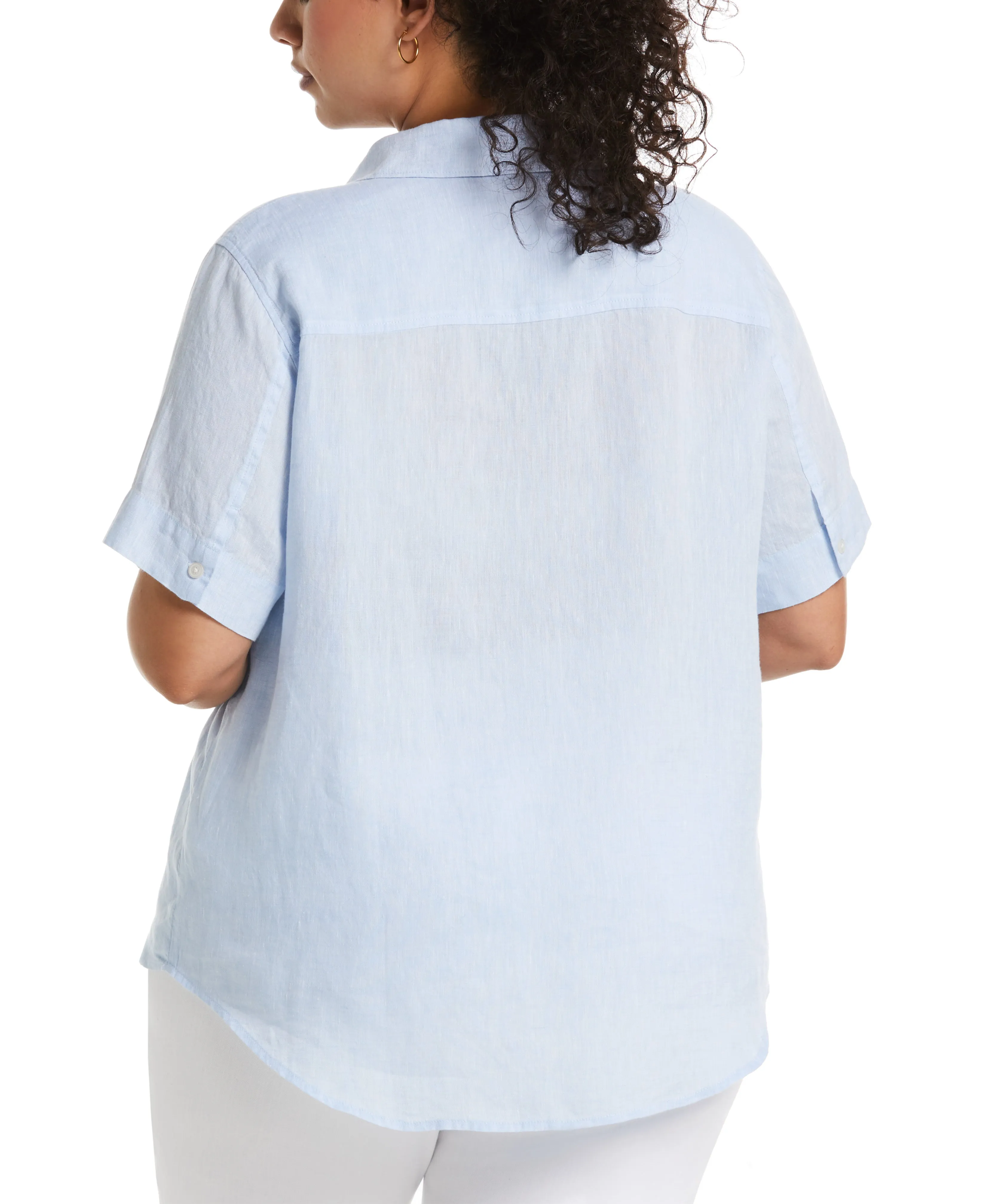 Plus Size Split Neck Linen Top