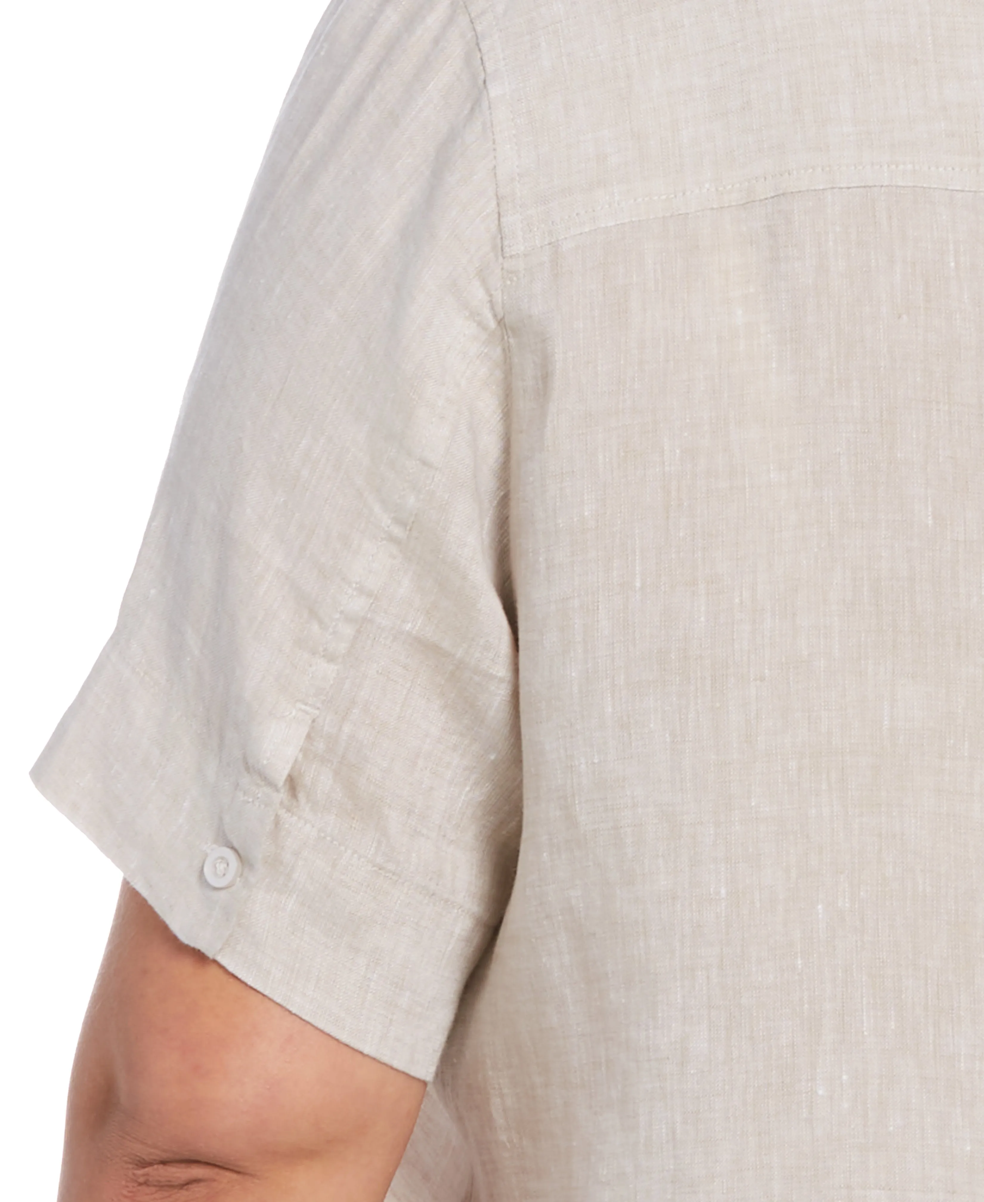 Plus Size Split Neck Linen Top