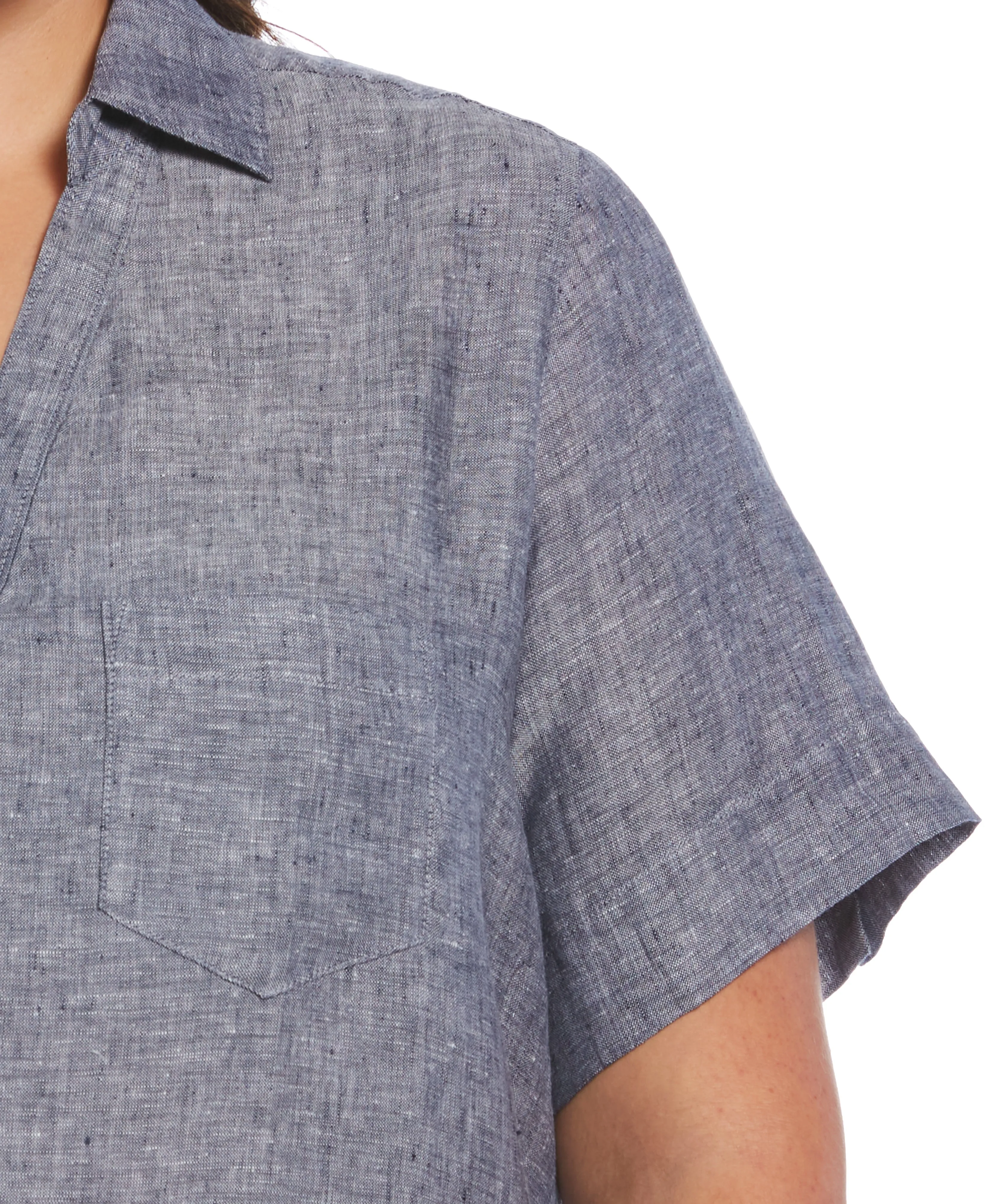 Plus Size Split Neck Linen Top