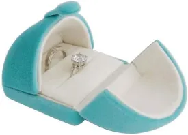 Premium Grade Aqua Velvet Jewelry Case for Two Rings Wedding Rings Double Rings Storage Box Classic Modern Unique