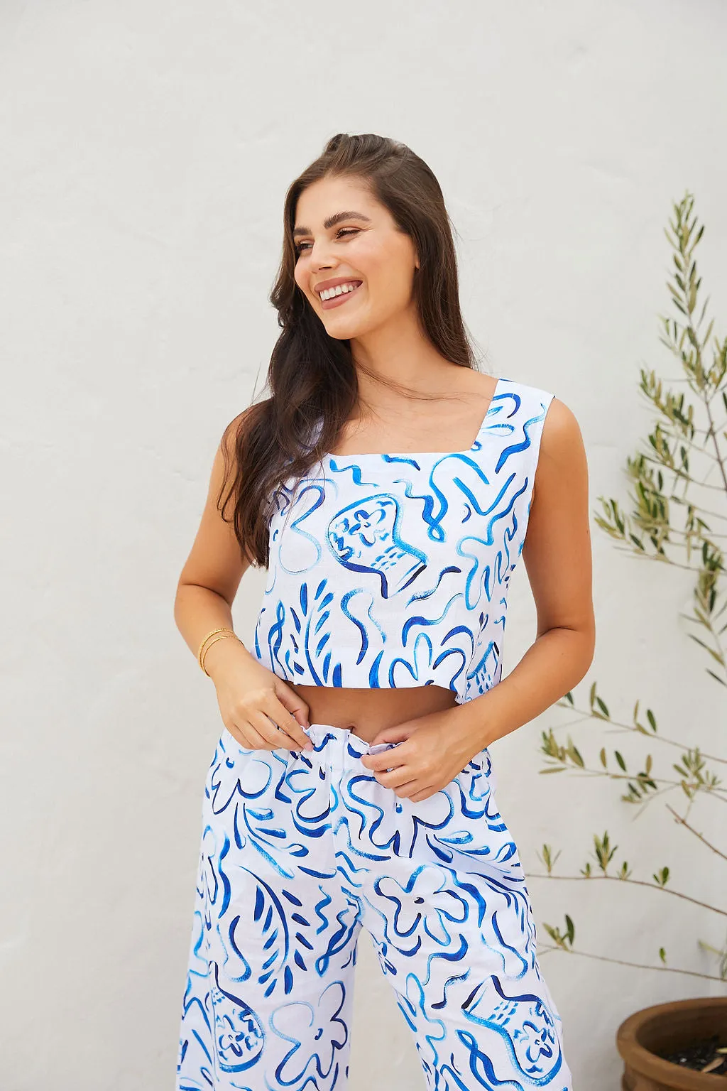 Puglia Pants Printed Linen - Wholesale