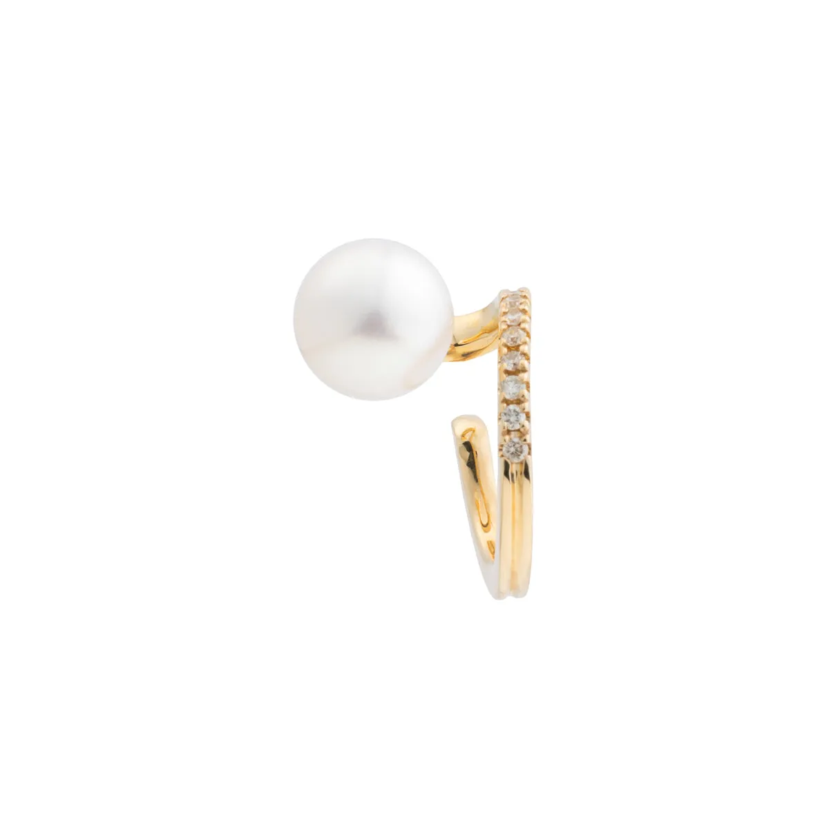 "Drosera"  Diamond Akoya Pearl Ear Cuff