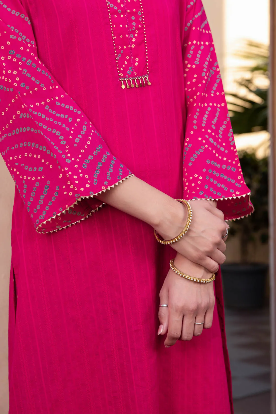 Rani Pink Bandhani Kurta