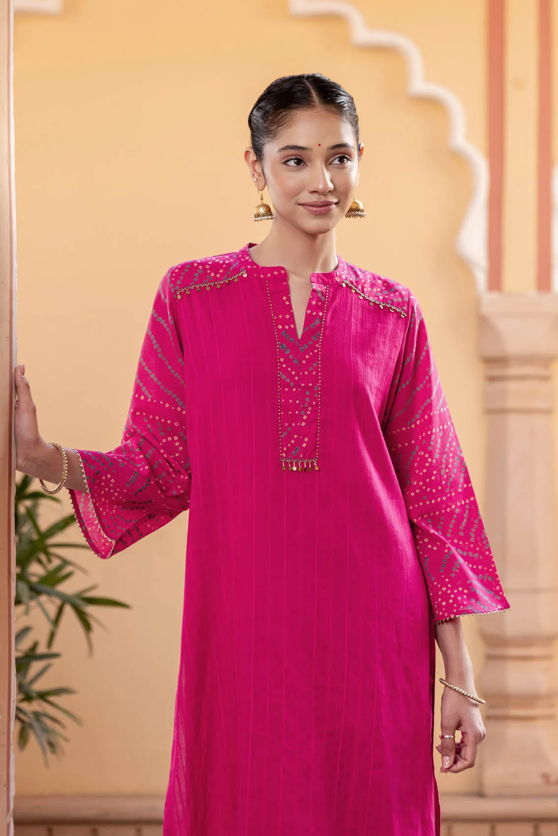 Rani Pink Bandhani Kurta