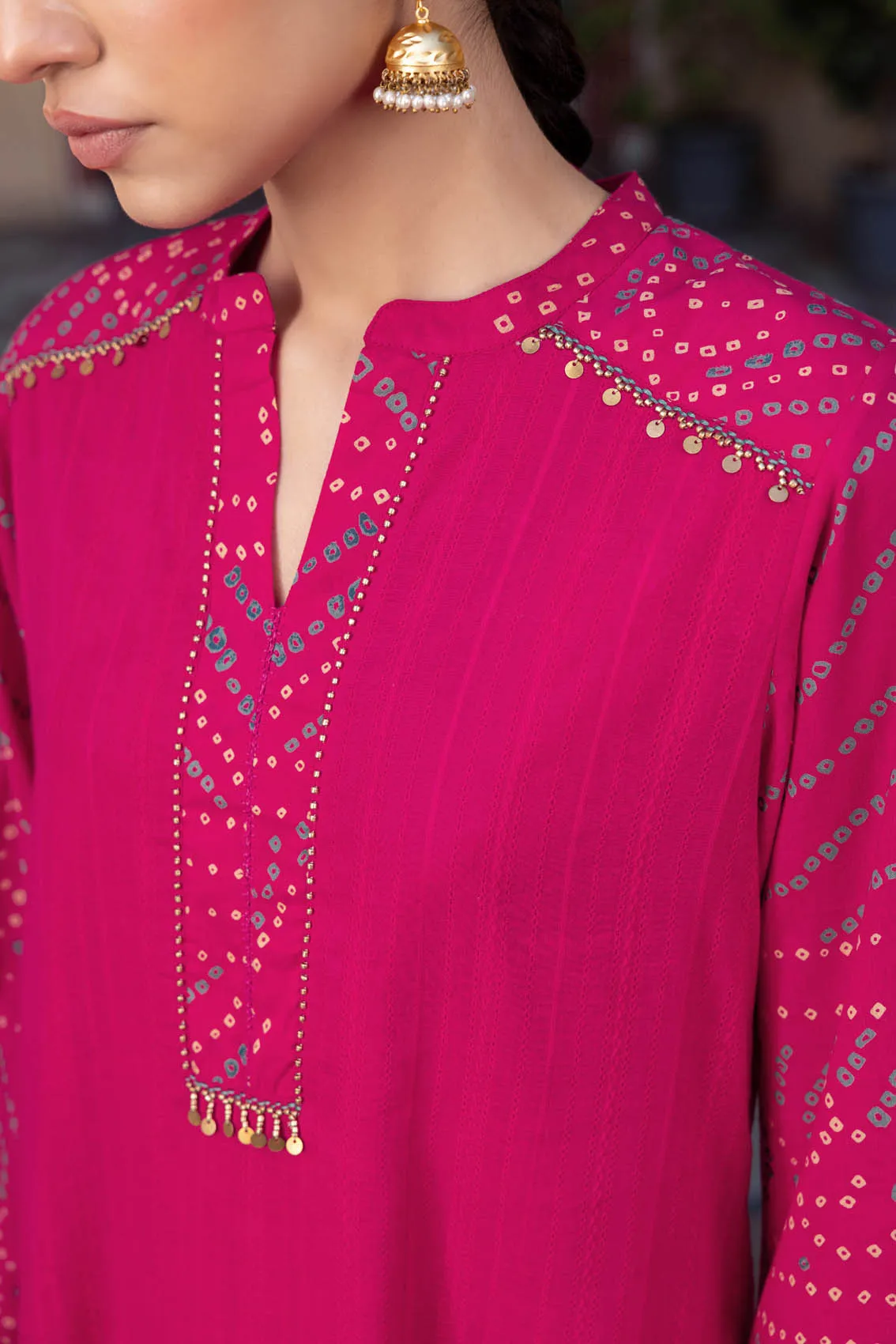 Rani Pink Bandhani Kurta