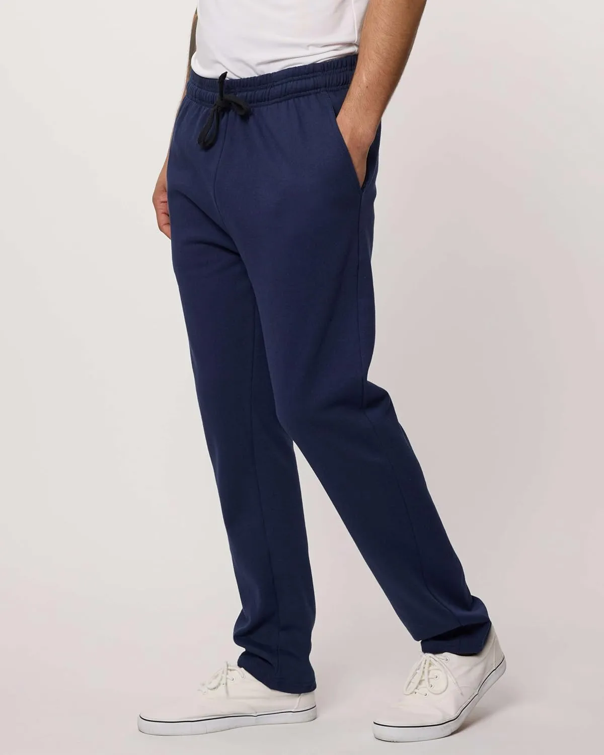 Real Essentials 3 Pack: Men's Tech Fleece Athletic Casual Open Bottom Sweatpants with Pockets (Available in Big & Tall)