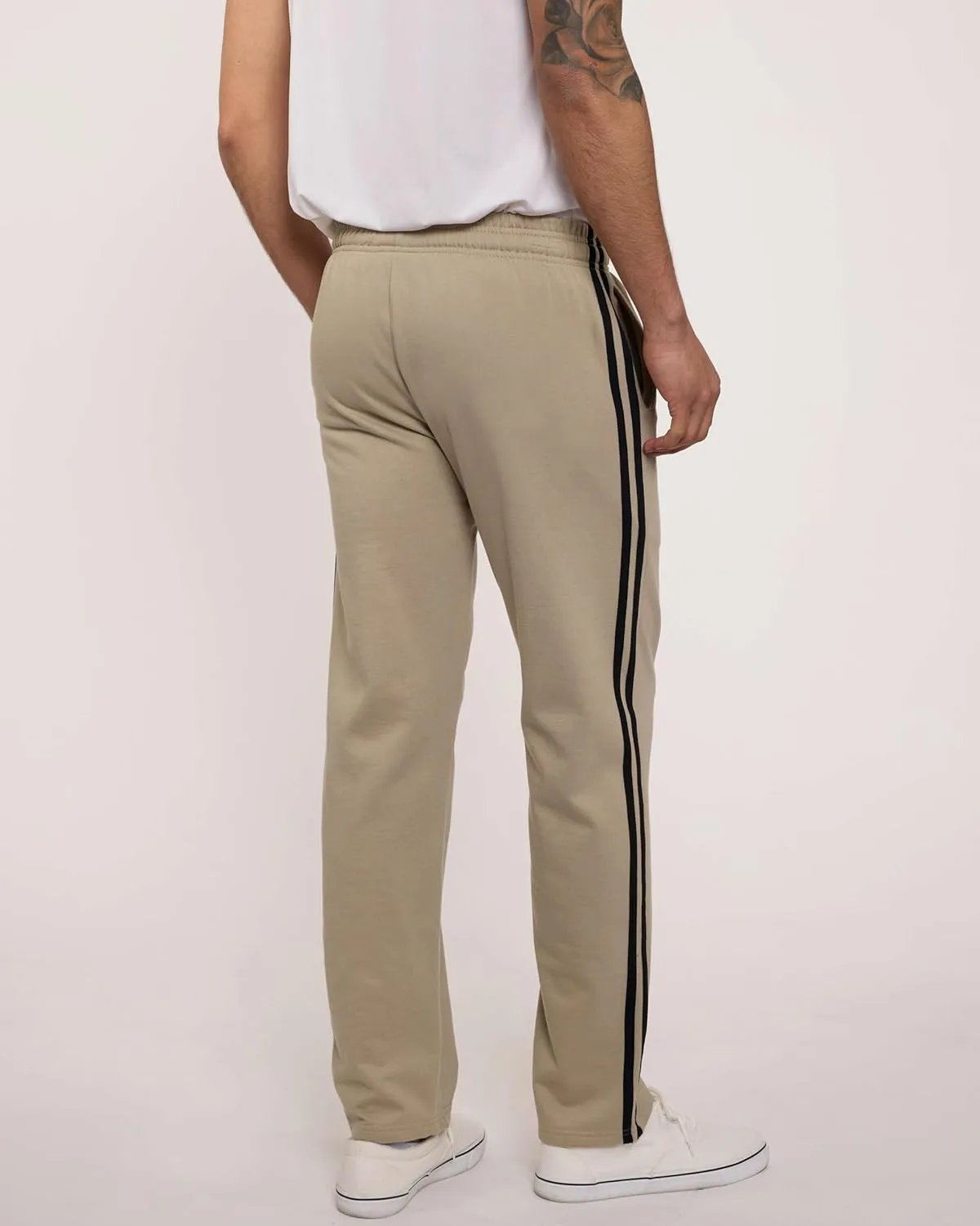 Real Essentials 3 Pack: Men's Tech Fleece Athletic Casual Open Bottom Sweatpants with Pockets (Available in Big & Tall)