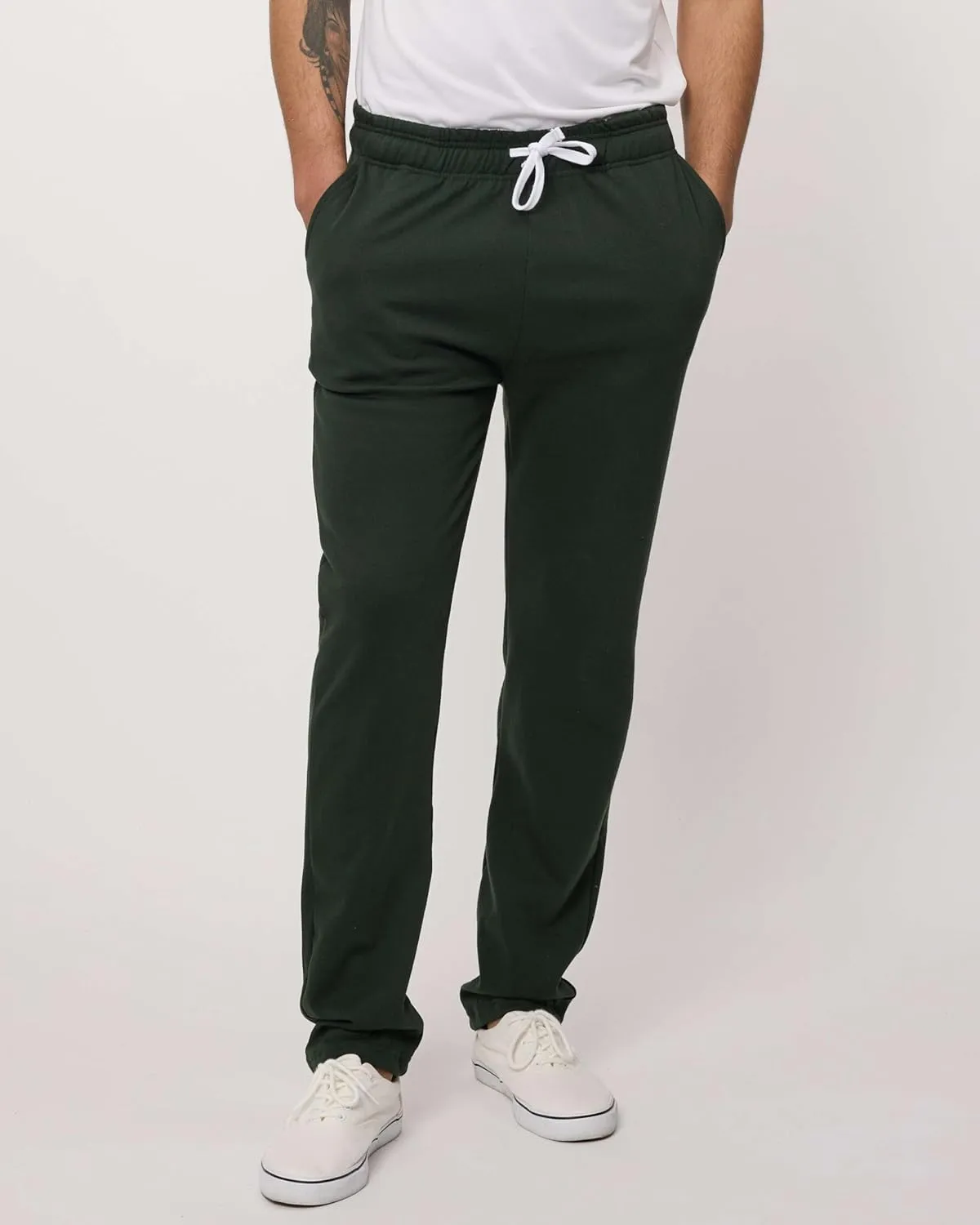 Real Essentials 3 Pack: Men's Tech Fleece Athletic Casual Open Bottom Sweatpants with Pockets (Available in Big & Tall)
