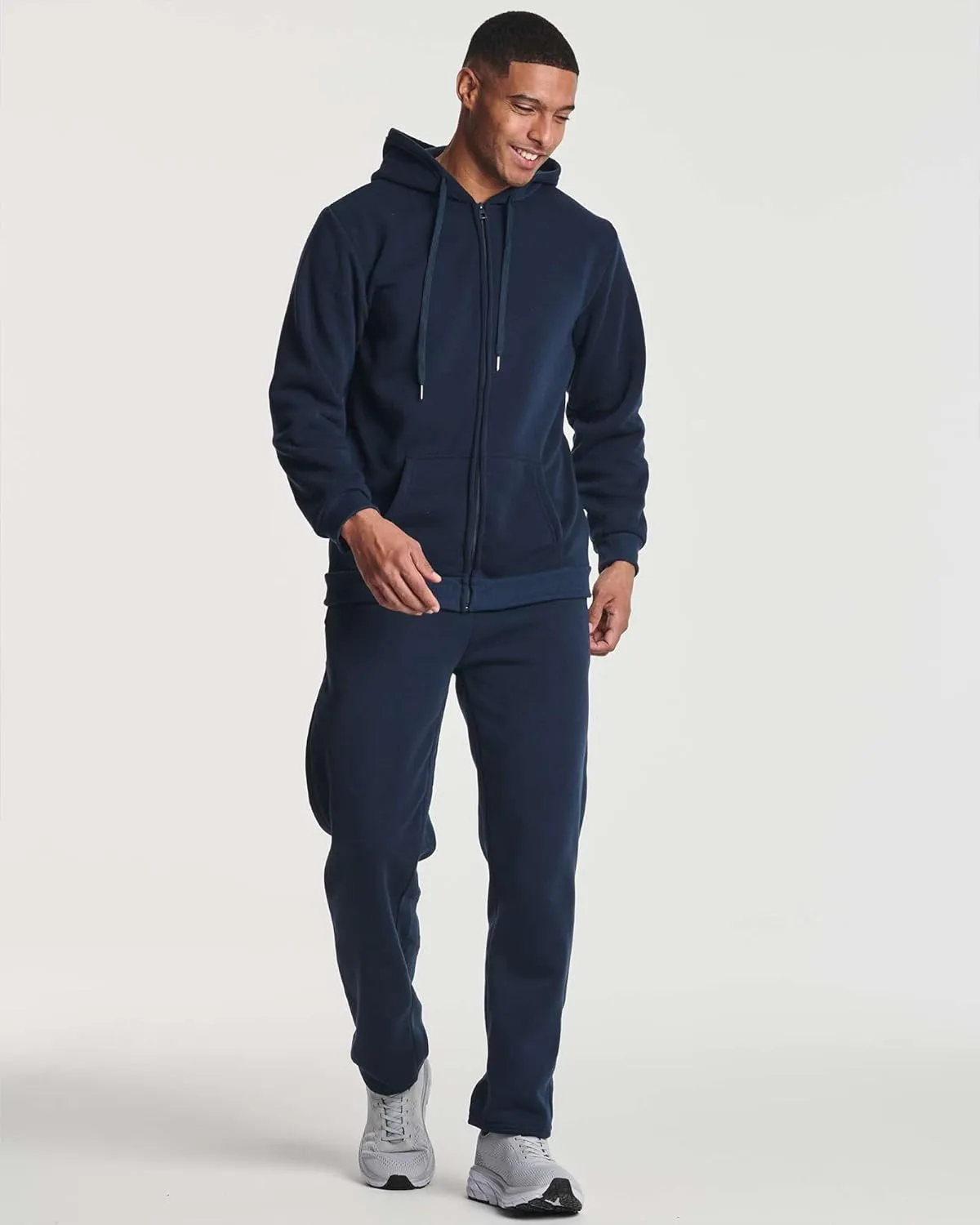 Real Essentials 3 Pack: Men's Tech Fleece Athletic Casual Open Bottom Sweatpants with Pockets (Available in Big & Tall)
