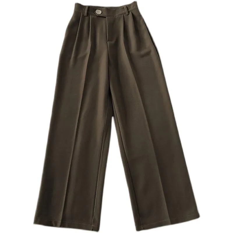 Retro Casual Suit Wide Straight Solid Colors Pants
