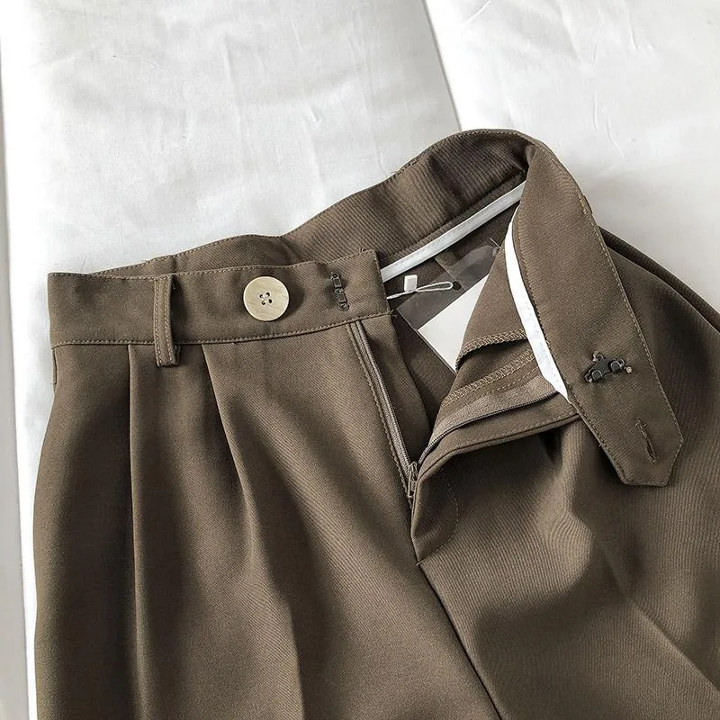Retro Casual Suit Wide Straight Solid Colors Pants