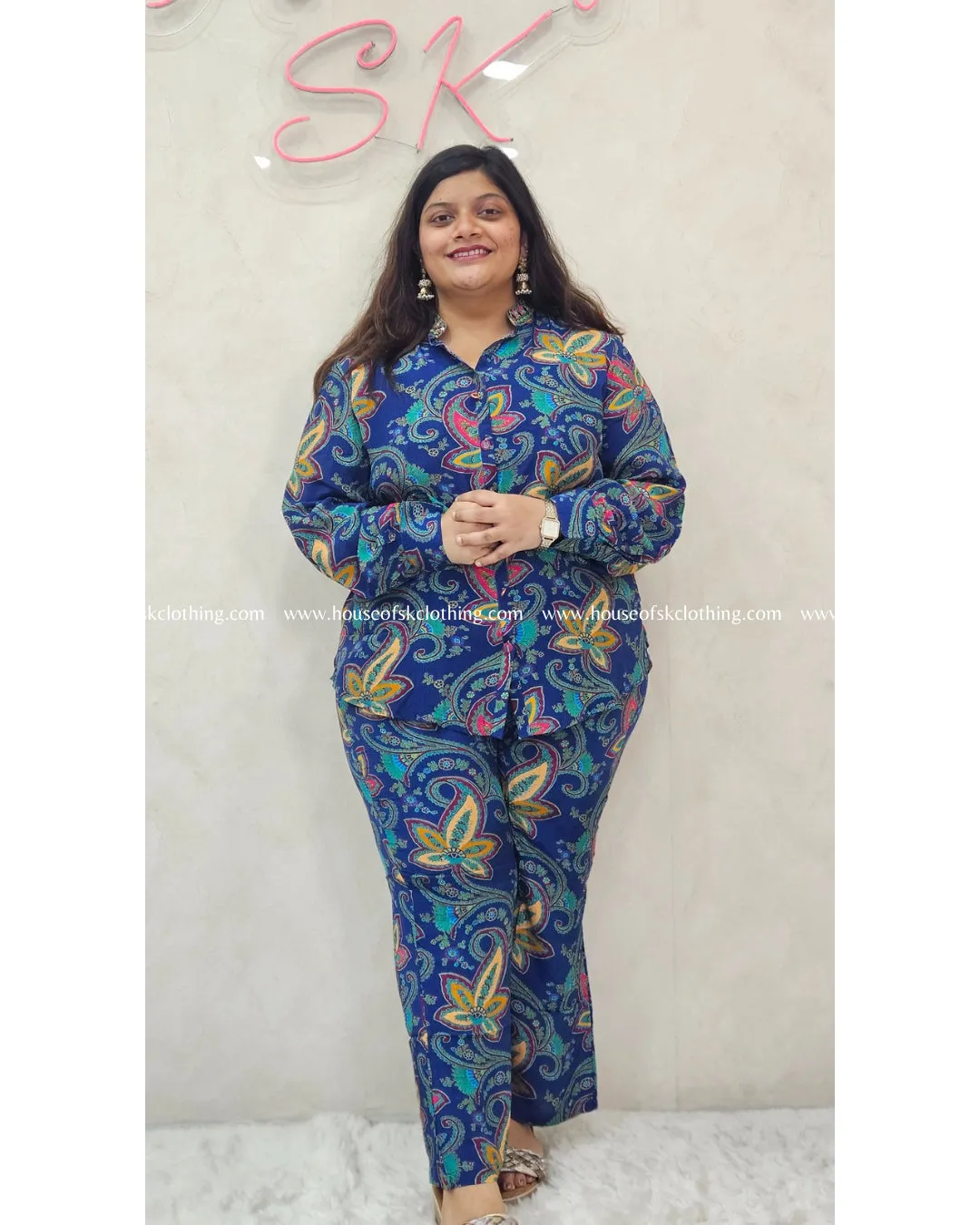 Royal Blue Paisely Premium Coord Set
