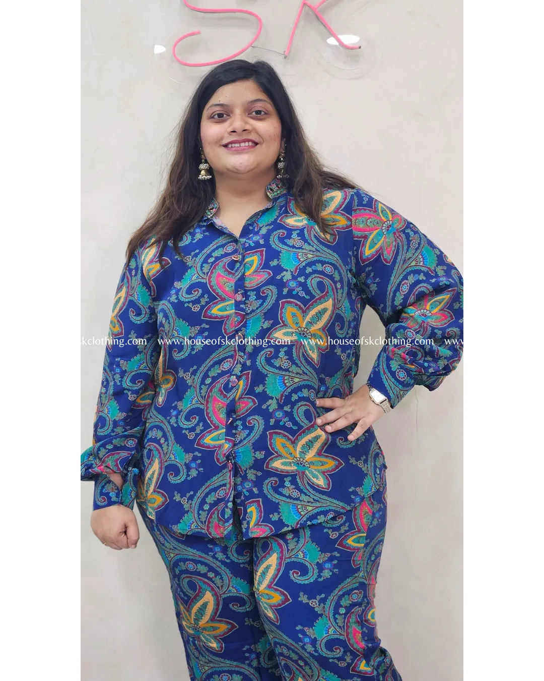 Royal Blue Paisely Premium Coord Set