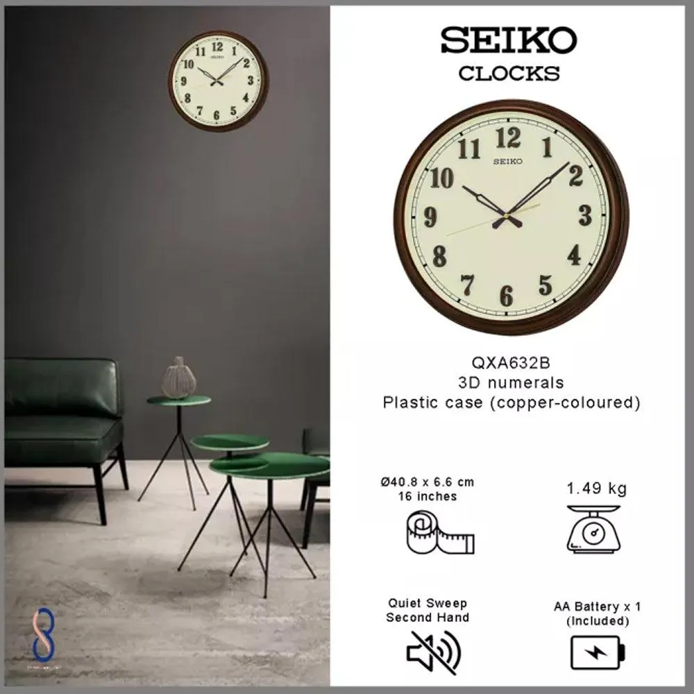 Seiko Brown Frame Cream Dial Wall clock QXA632B
