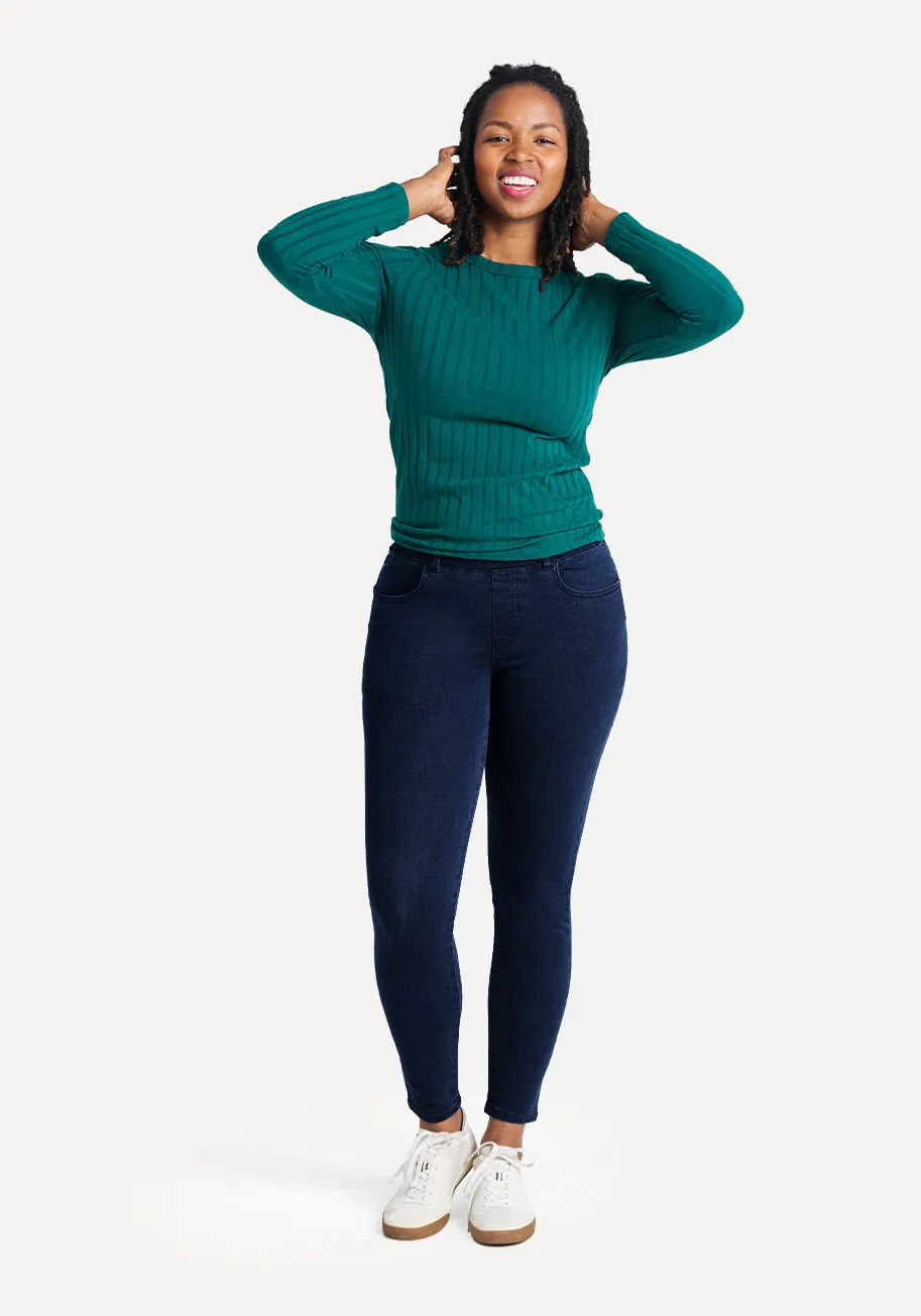 Skinny-Leg | 4-Pocket Betabrand Yoga Denim (Dark Indigo)