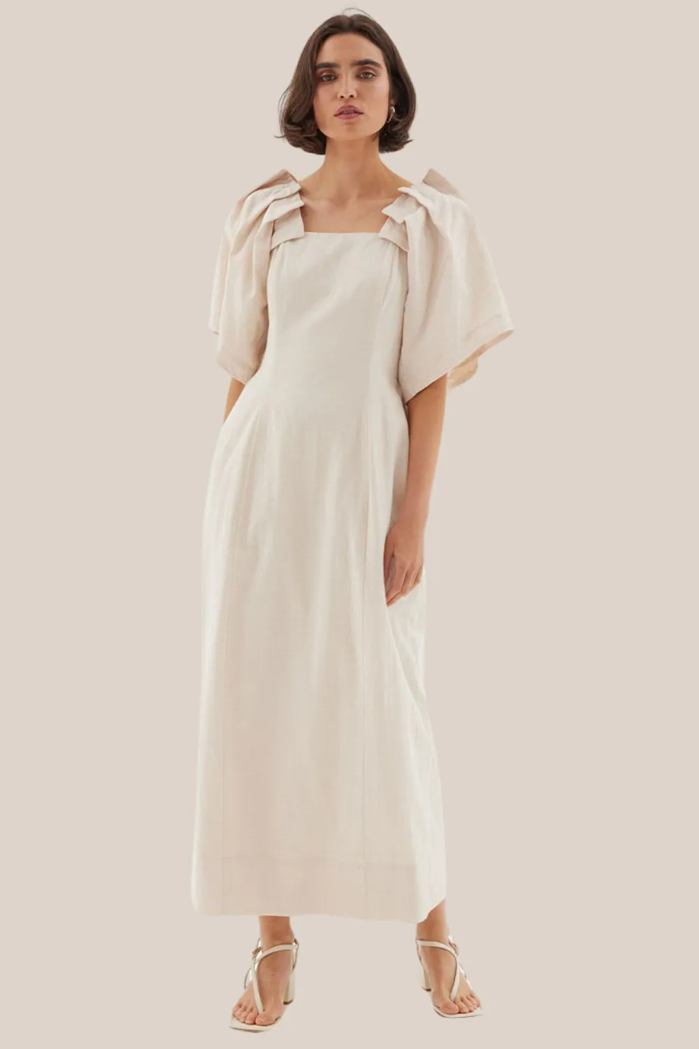 Sovere - Origami Midi Dress in Vanilla