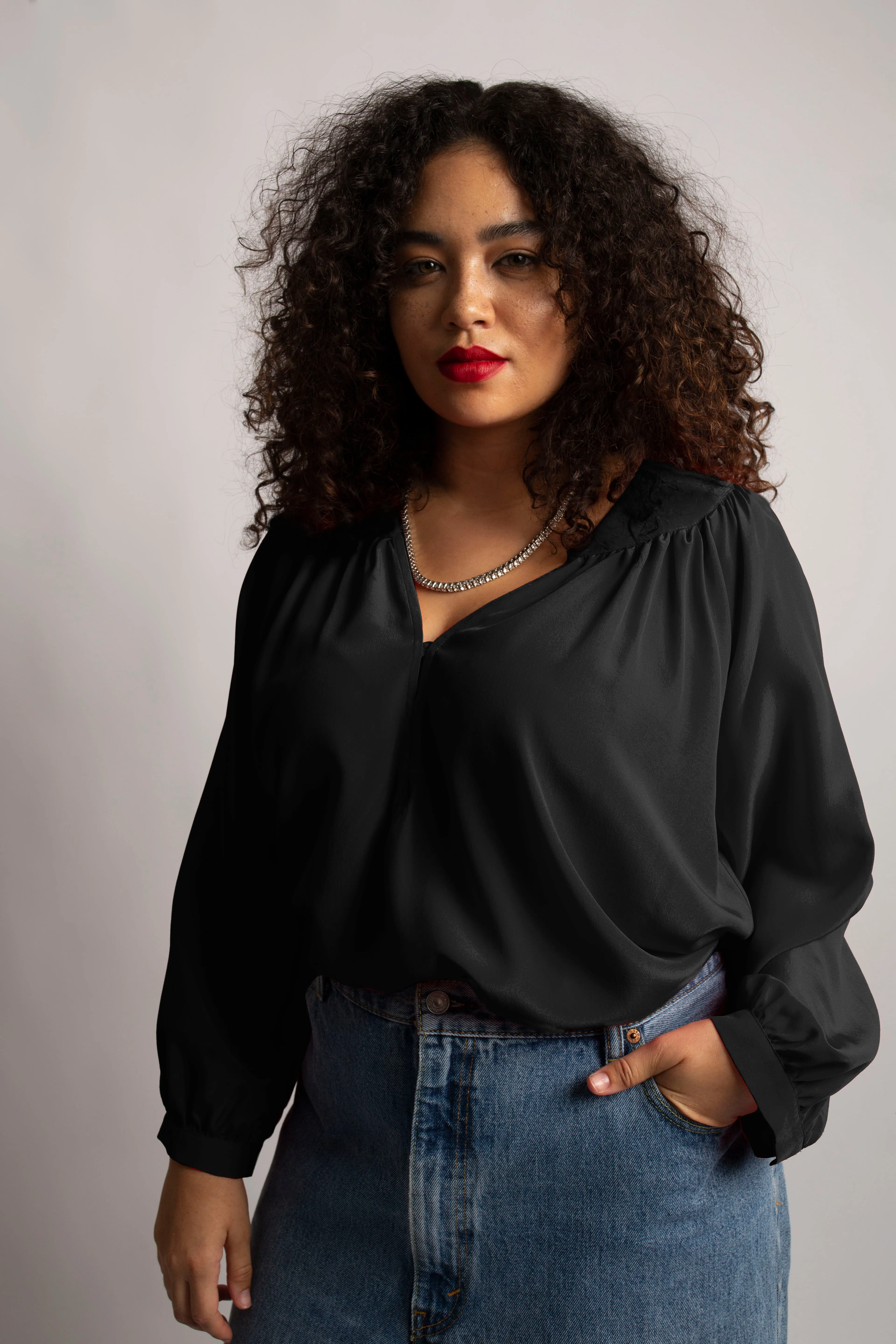 Stevie Blouse - Black Silk