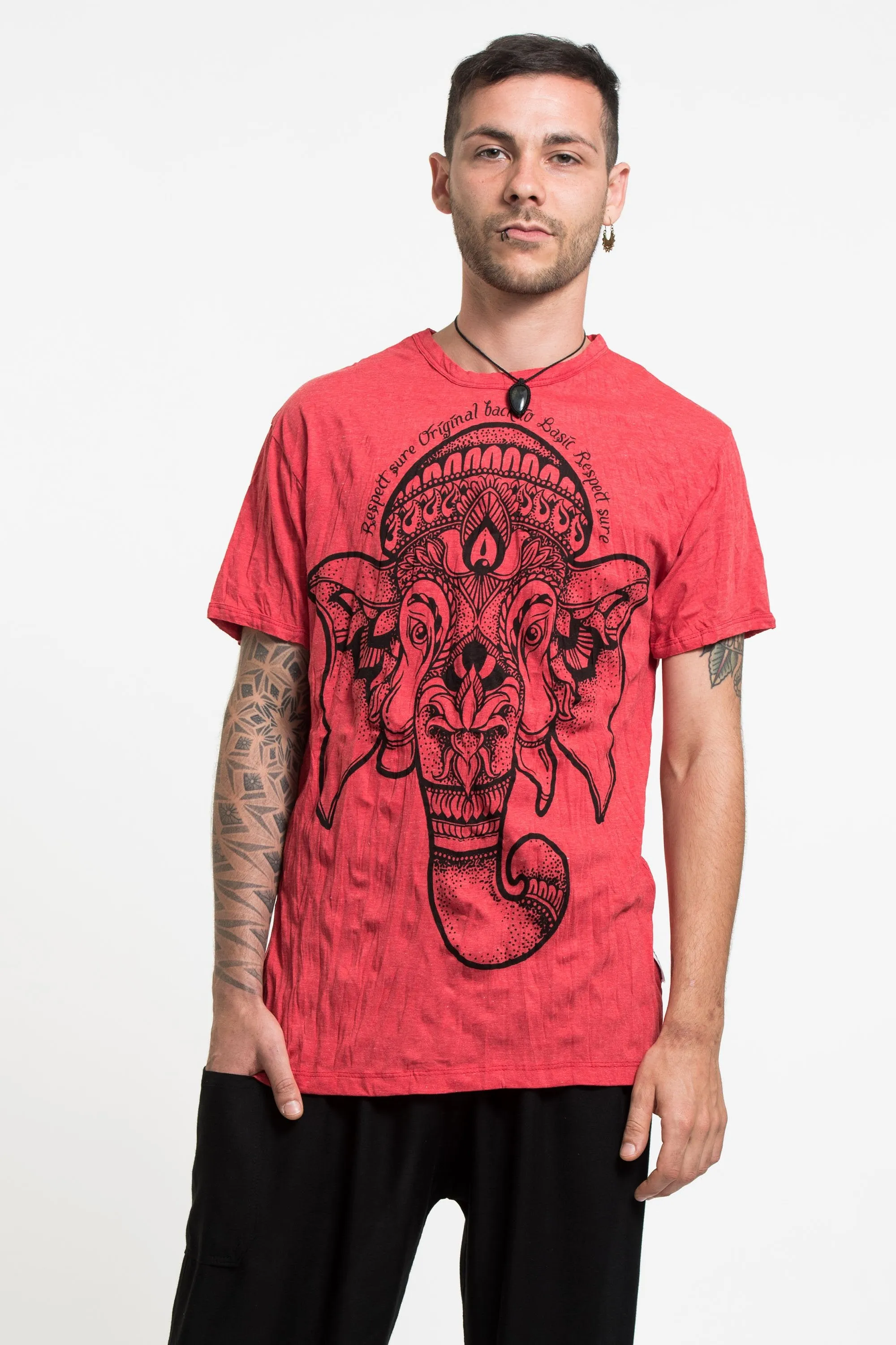 Sure Design Men's Lotus Ganesh T-Shirt in Red