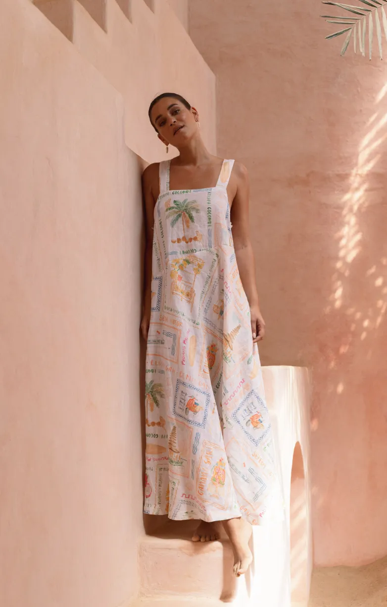 Susie Dress Printed Linen - Wholesale