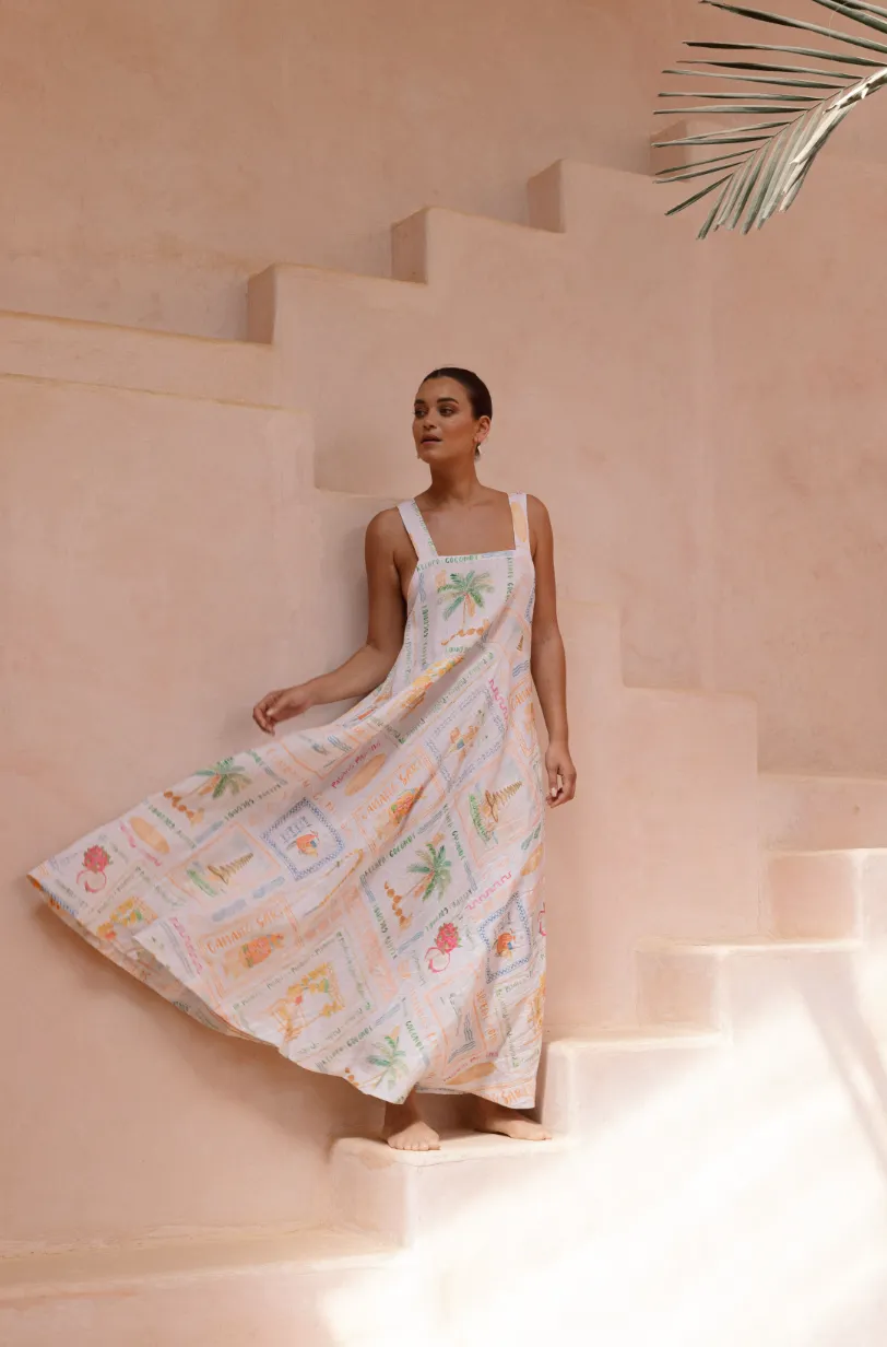 Susie Dress Printed Linen - Wholesale