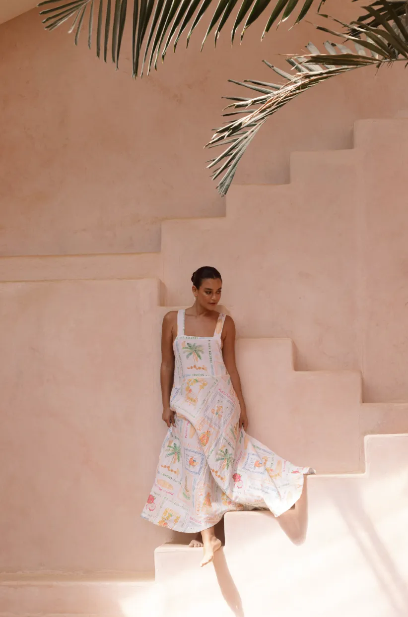 Susie Dress Printed Linen - Wholesale