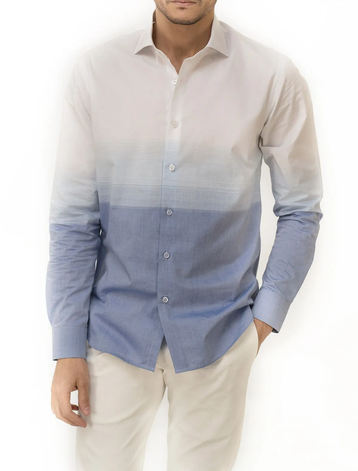 WHITE–BLUE FADE OUT SHIRT