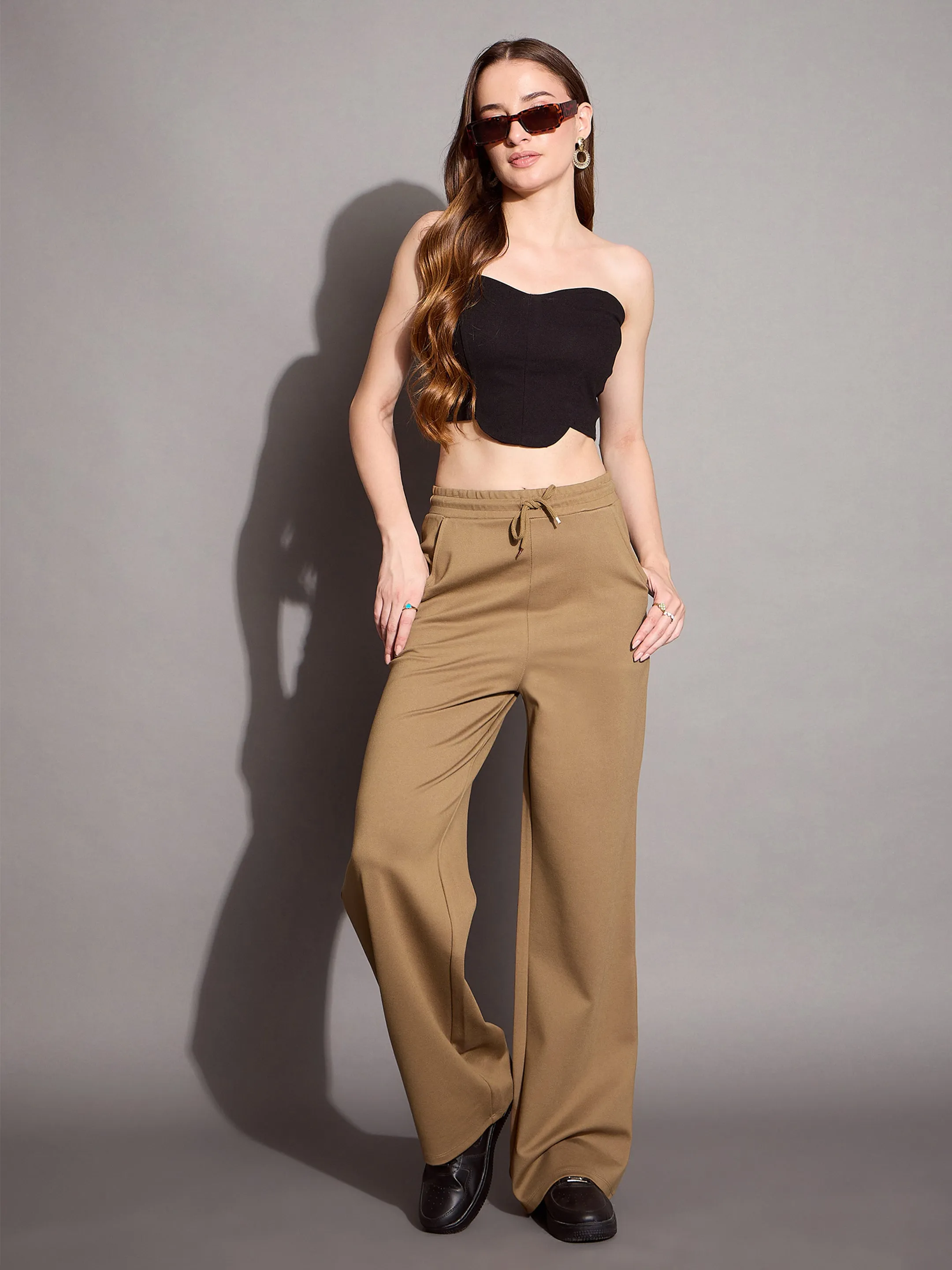 Women Brown Relaxed Fit Track Pants